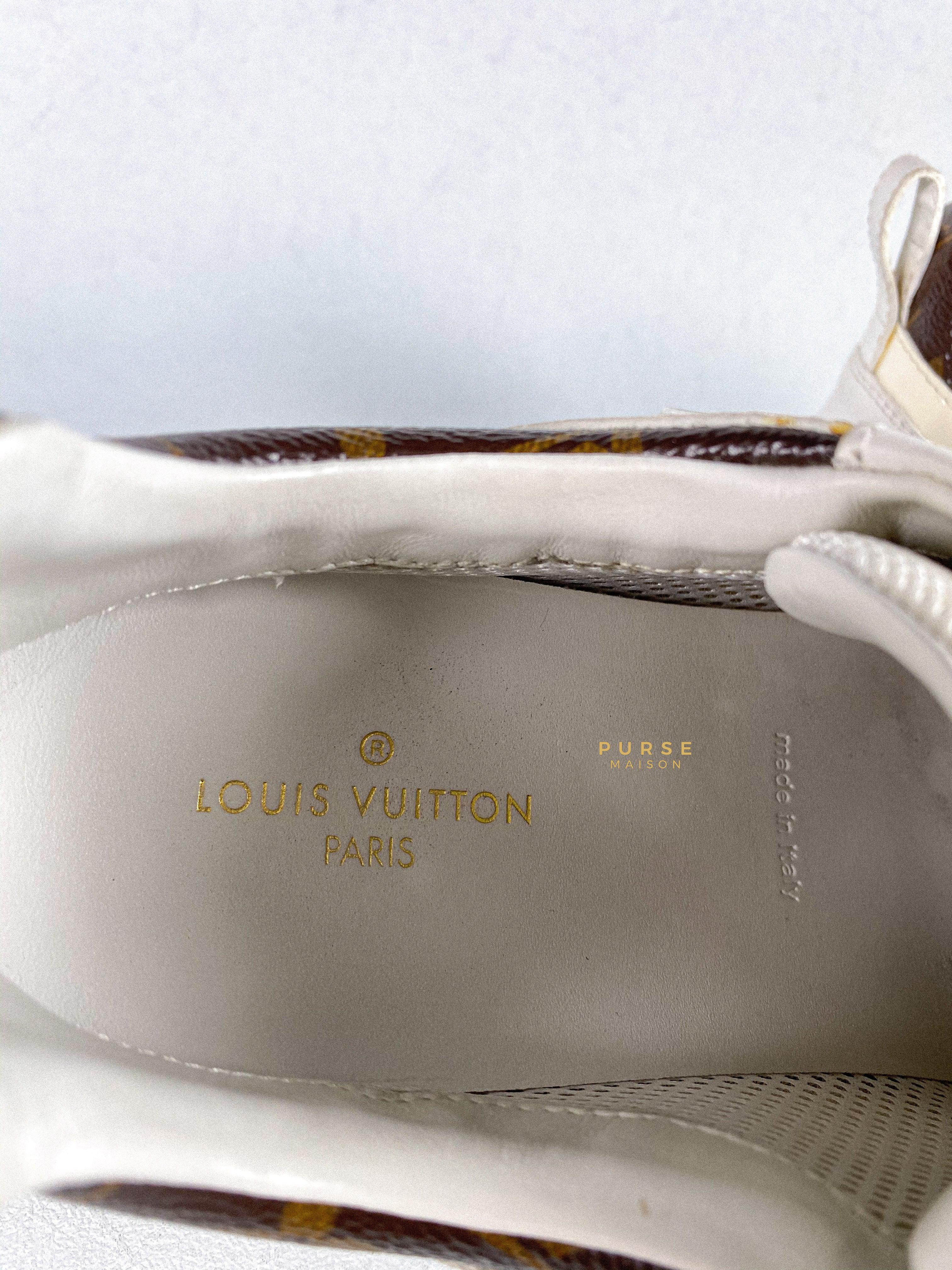 Louis Vuitton White Mesh and Leather Run Away Lace Up Sneakers Size 37 (25cm) | Purse Maison Luxury Bags Shop