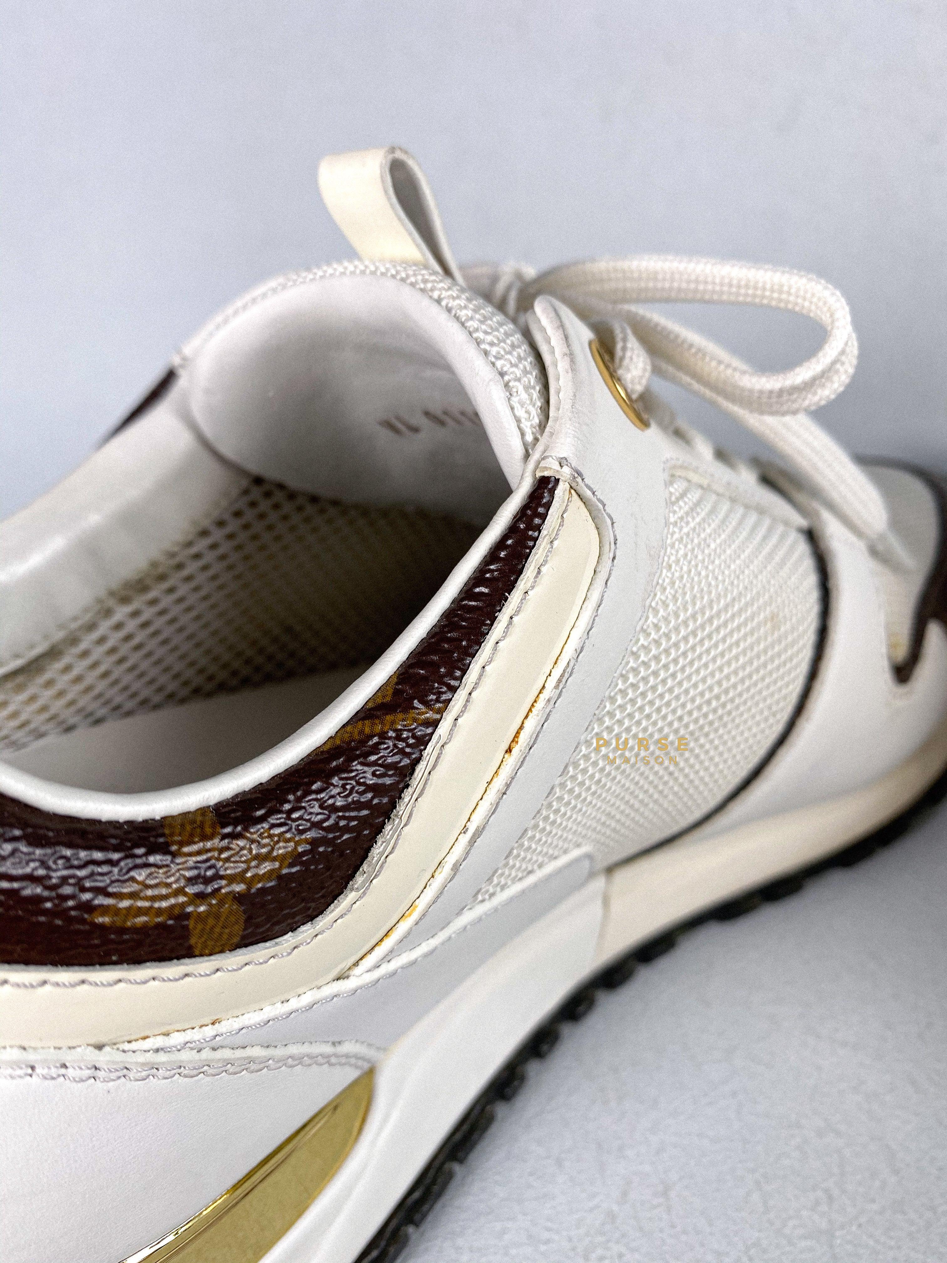 Louis Vuitton White Mesh and Leather Run Away Lace Up Sneakers Size 37 (25cm) | Purse Maison Luxury Bags Shop
