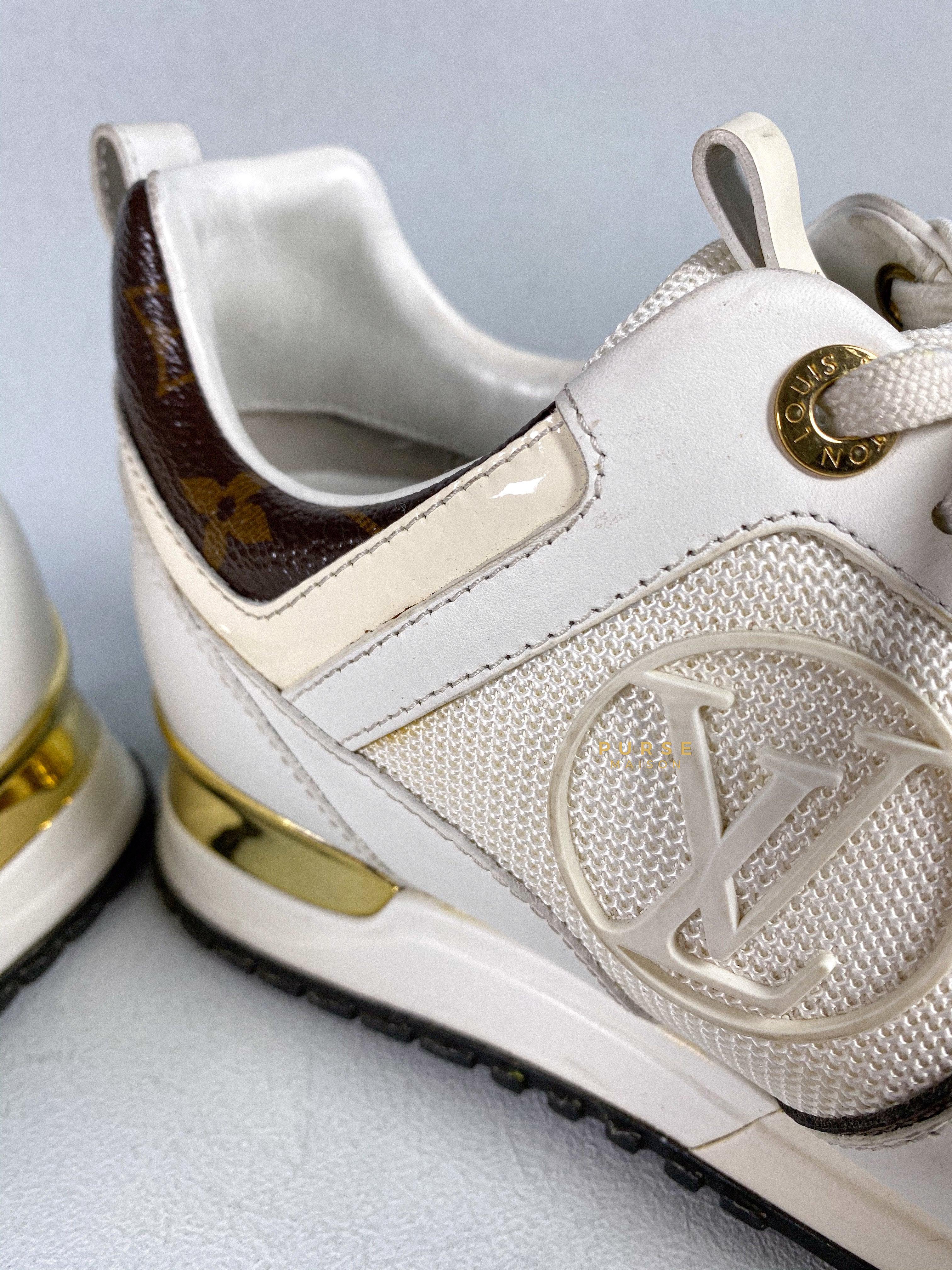 Louis Vuitton White Mesh and Leather Run Away Lace Up Sneakers Size 37 (25cm) | Purse Maison Luxury Bags Shop