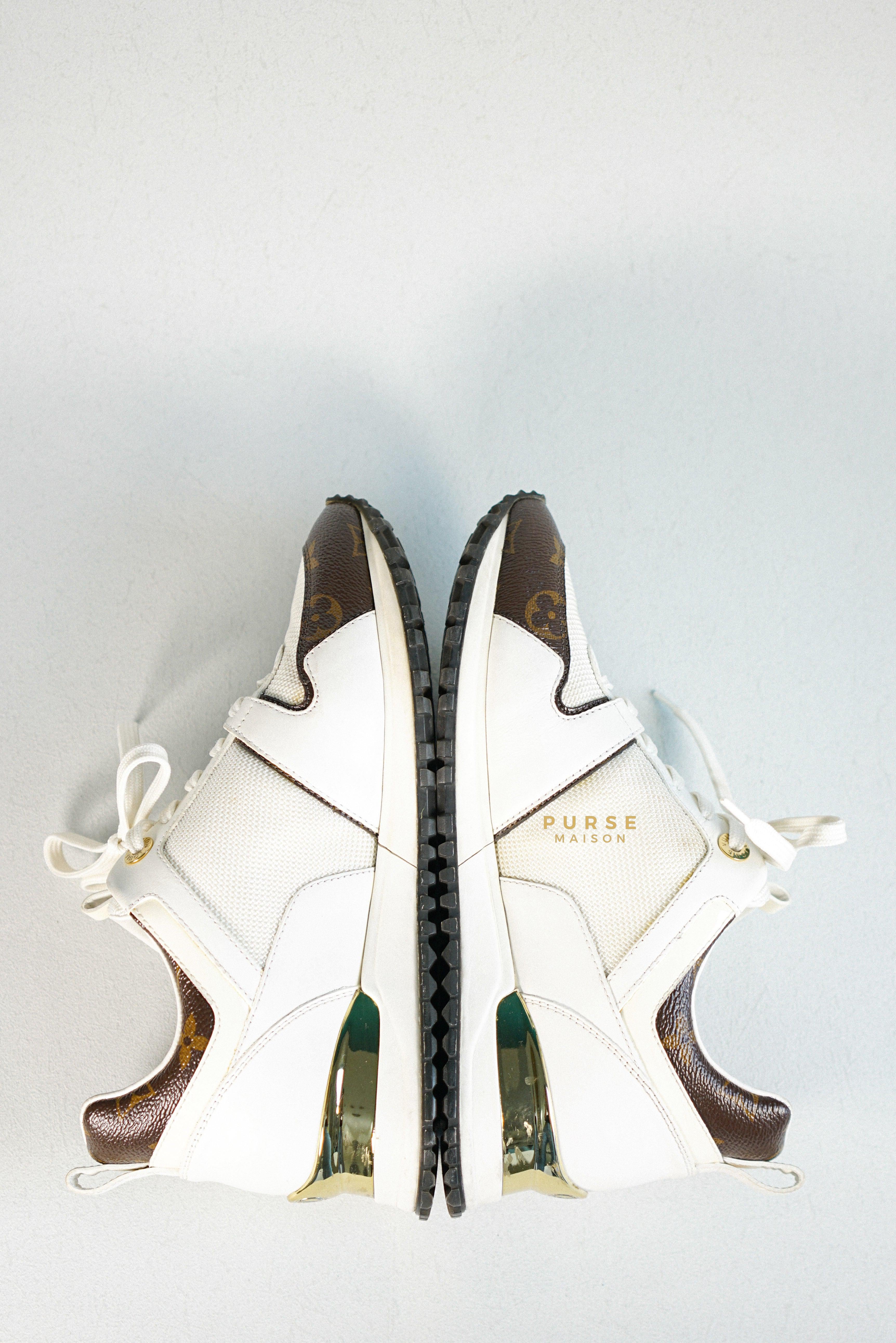 Louis Vuitton White Mesh and Leather Run Away Lace Up Sneakers Size 37 (25cm) | Purse Maison Luxury Bags Shop