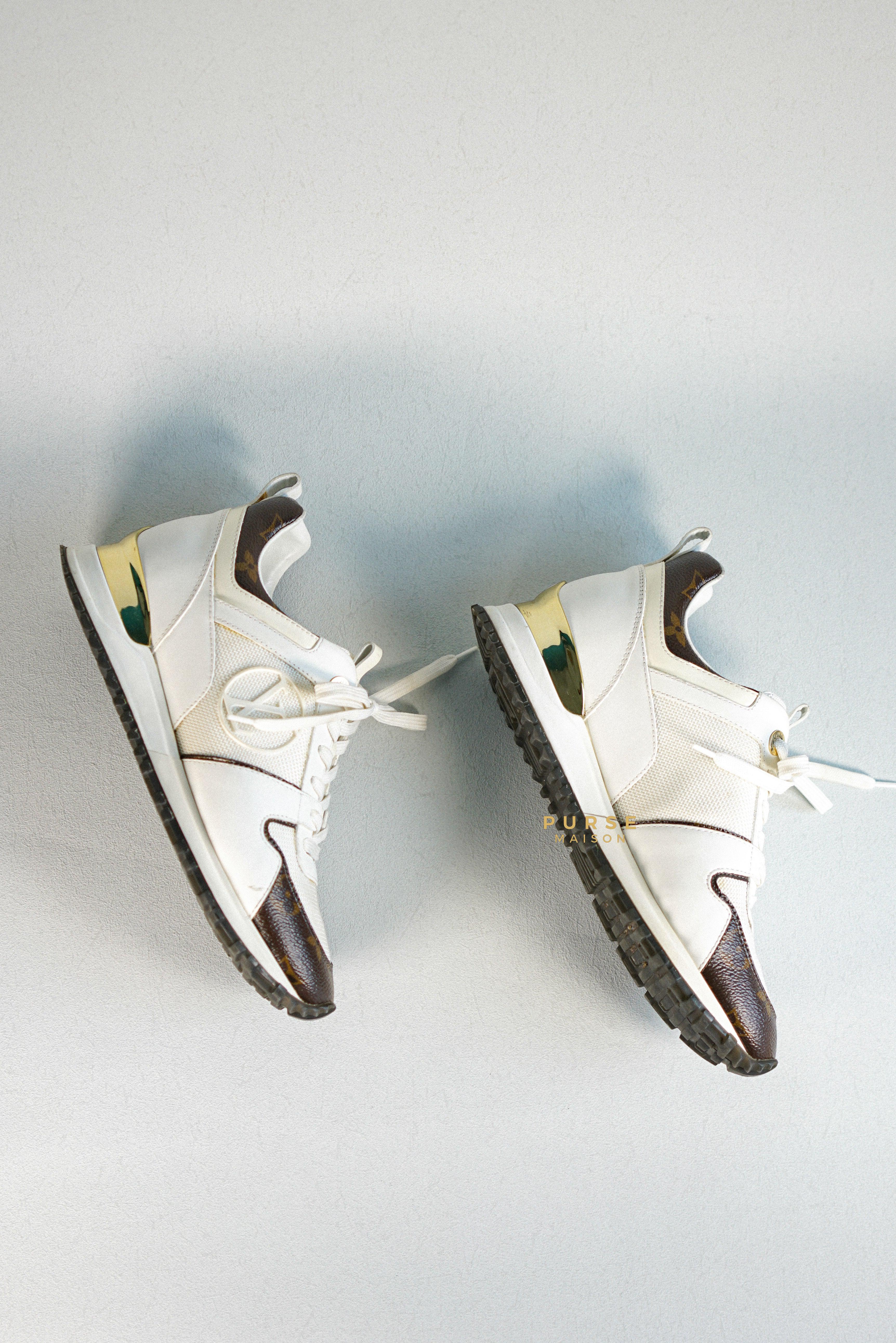 Louis Vuitton White Mesh and Leather Run Away Lace Up Sneakers Size 37 (25cm) | Purse Maison Luxury Bags Shop