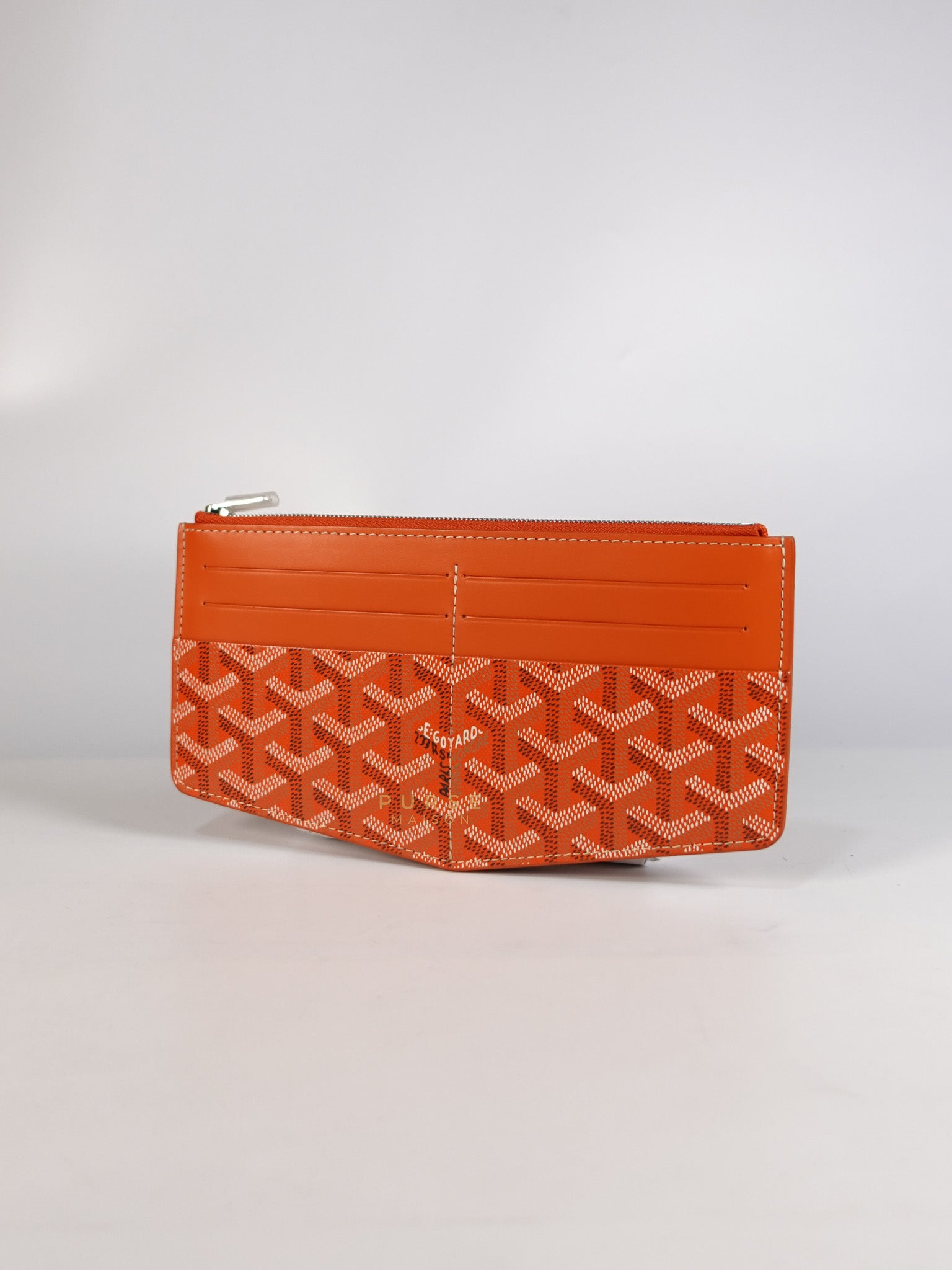 Louise Insert Zippy Wallet in Orange Goyardine Canvas | Purse Maison Luxury Bags Shop