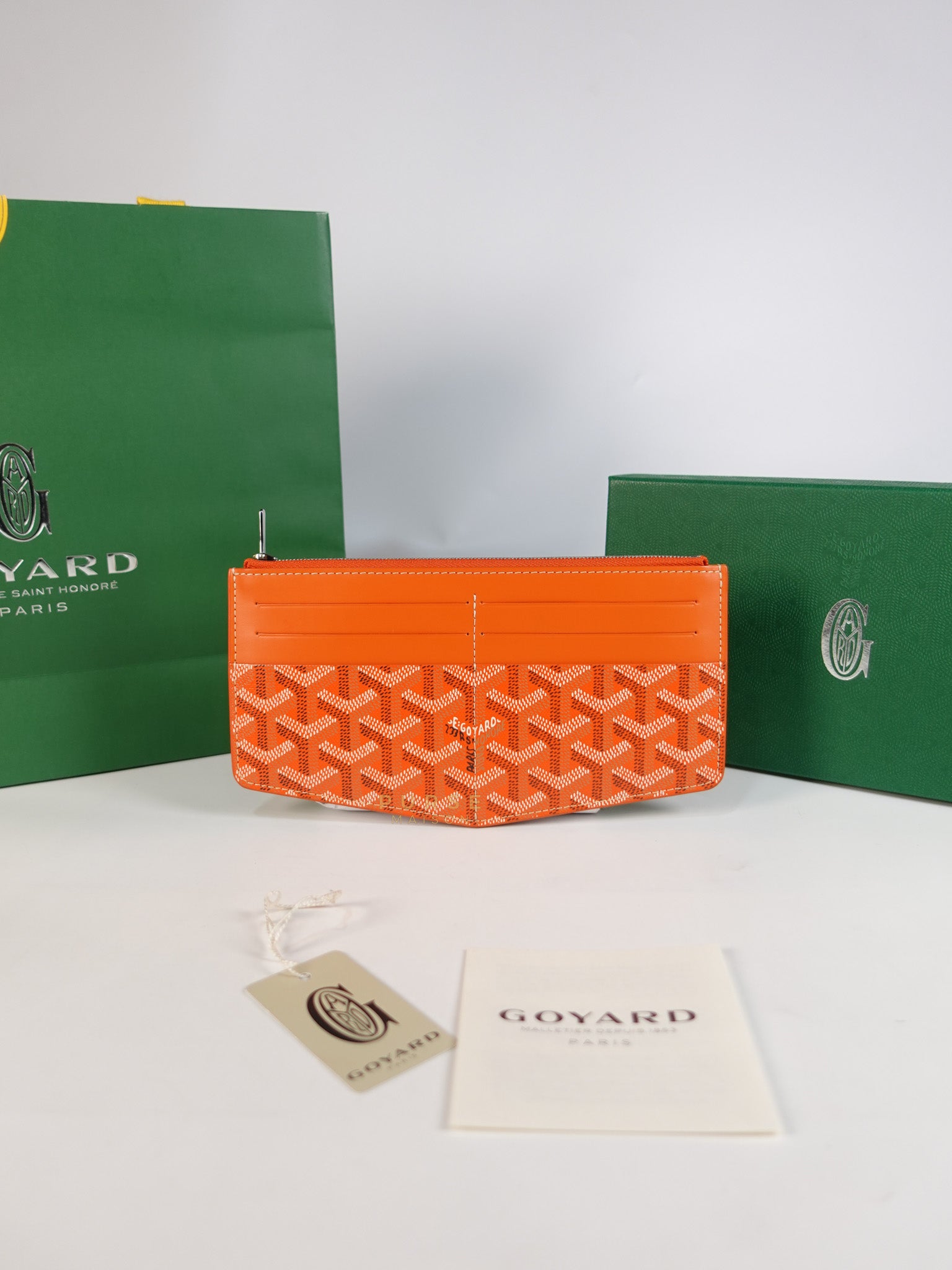 Louise Insert Zippy Wallet in Orange Goyardine Canvas | Purse Maison Luxury Bags Shop