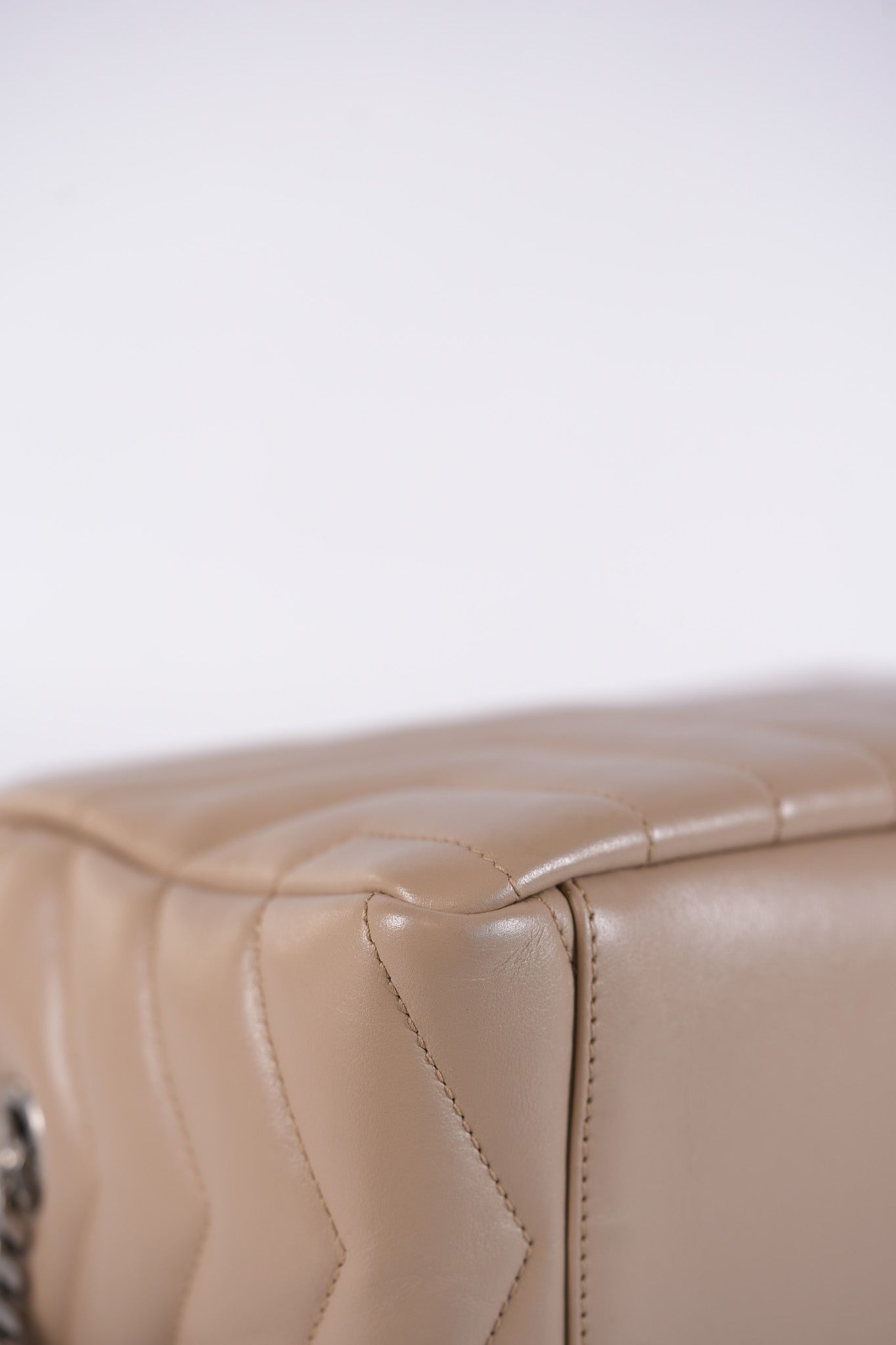 Loulou Bowling Bag in Beige Calfskin Leather & Silver Hardware | Purse Maison Luxury Bags Shop