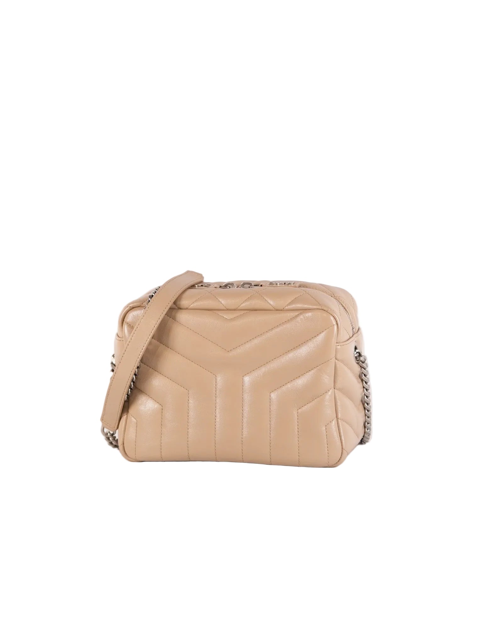 Loulou Bowling Bag in Beige Calfskin Leather & Silver Hardware | Purse Maison Luxury Bags Shop