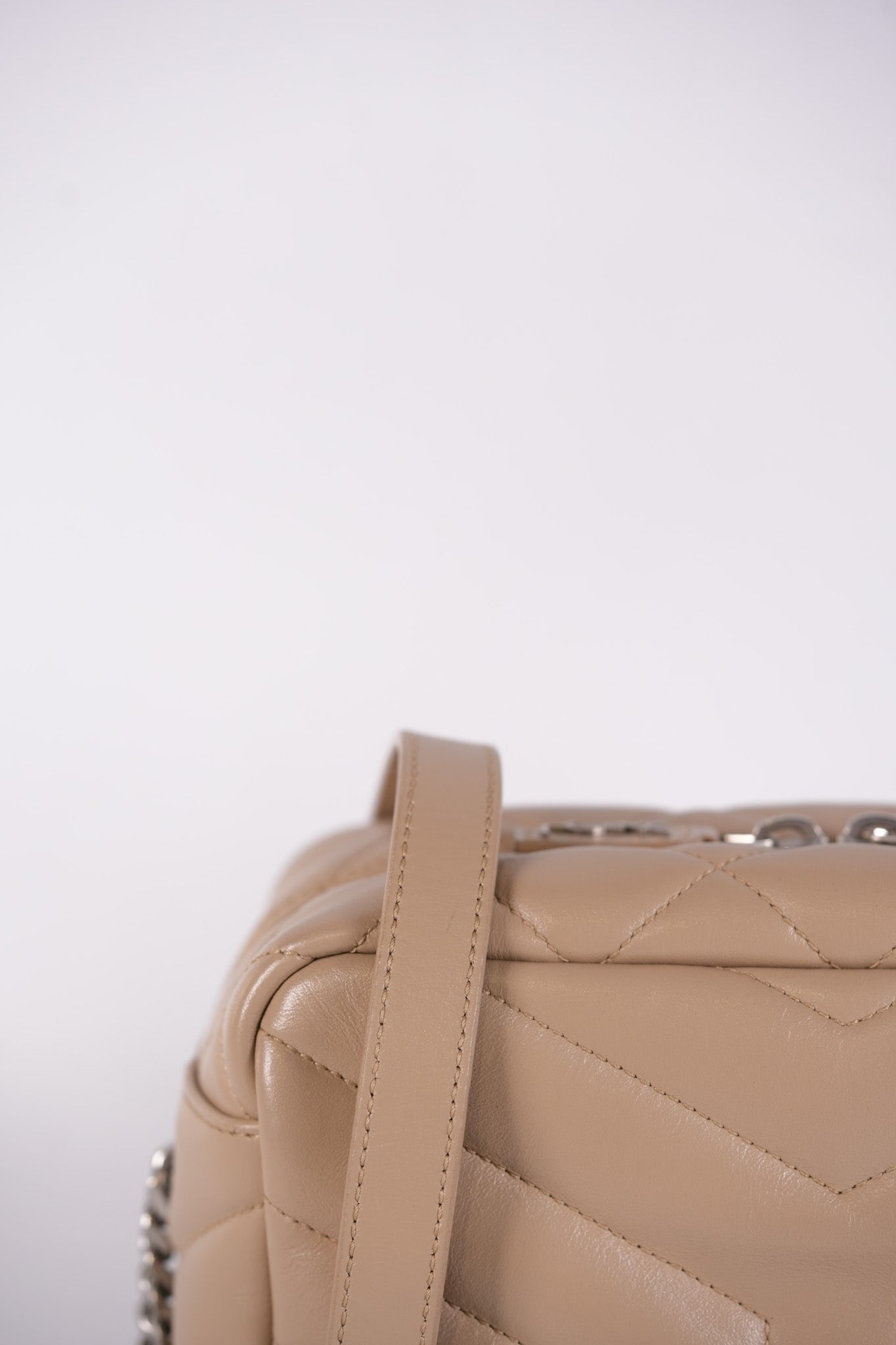 Loulou Bowling Bag in Beige Calfskin Leather & Silver Hardware | Purse Maison Luxury Bags Shop