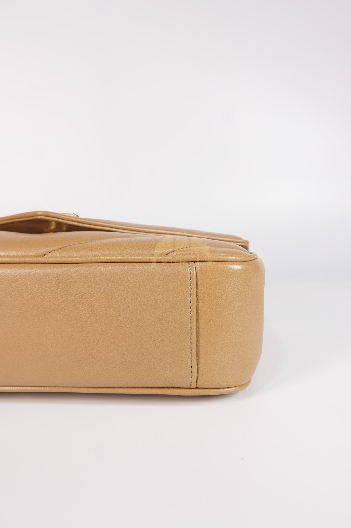 Loulou Shoulder Bag Small in Dark Beige Matelasse Lambskin | Purse Maison Luxury Bags Shop