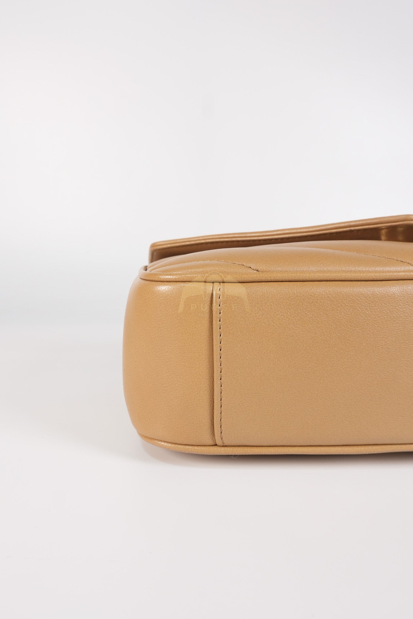 Loulou Shoulder Bag Small in Dark Beige Matelasse Lambskin | Purse Maison Luxury Bags Shop