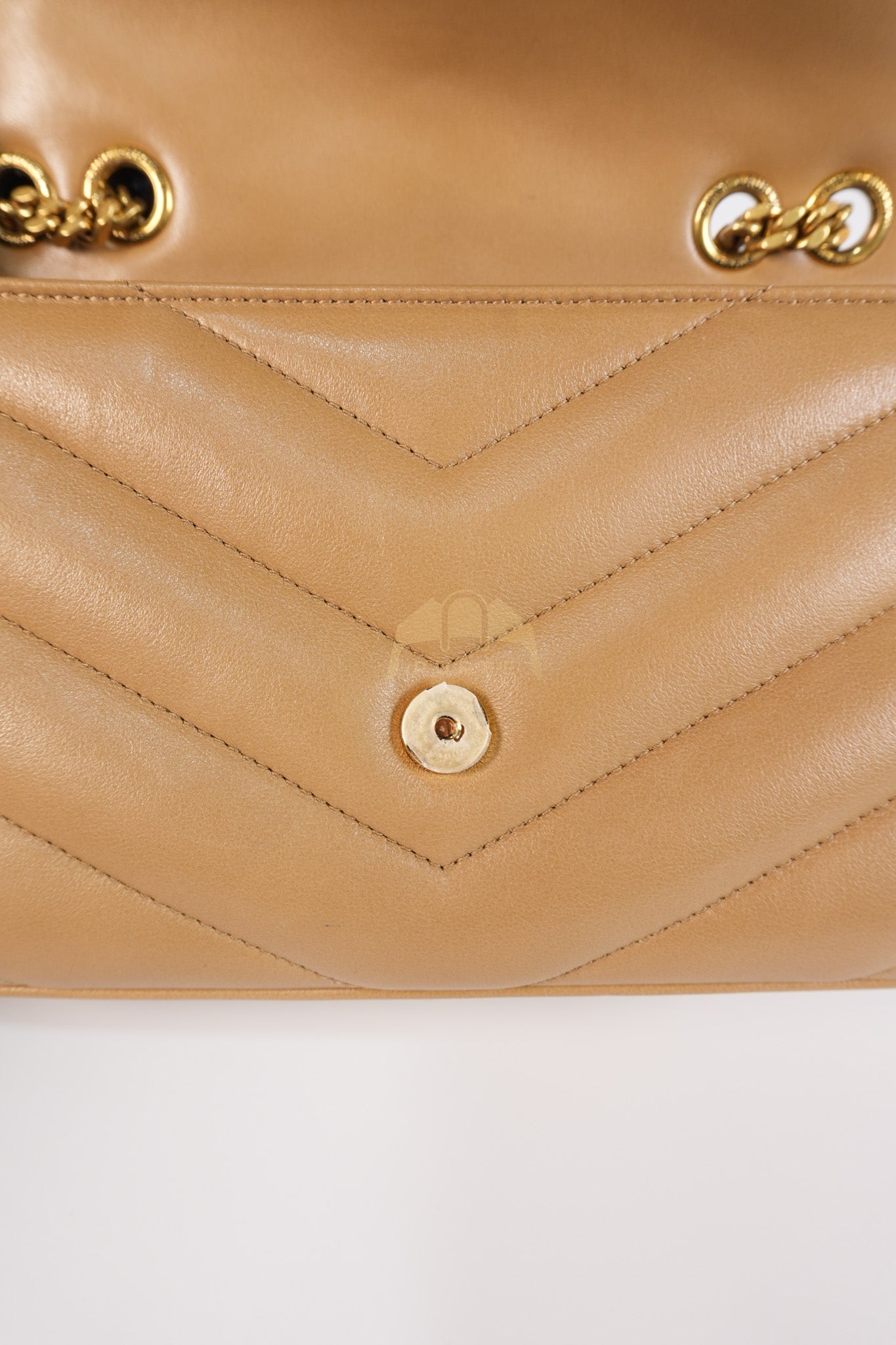 Loulou Shoulder Bag Small in Dark Beige Matelasse Lambskin | Purse Maison Luxury Bags Shop