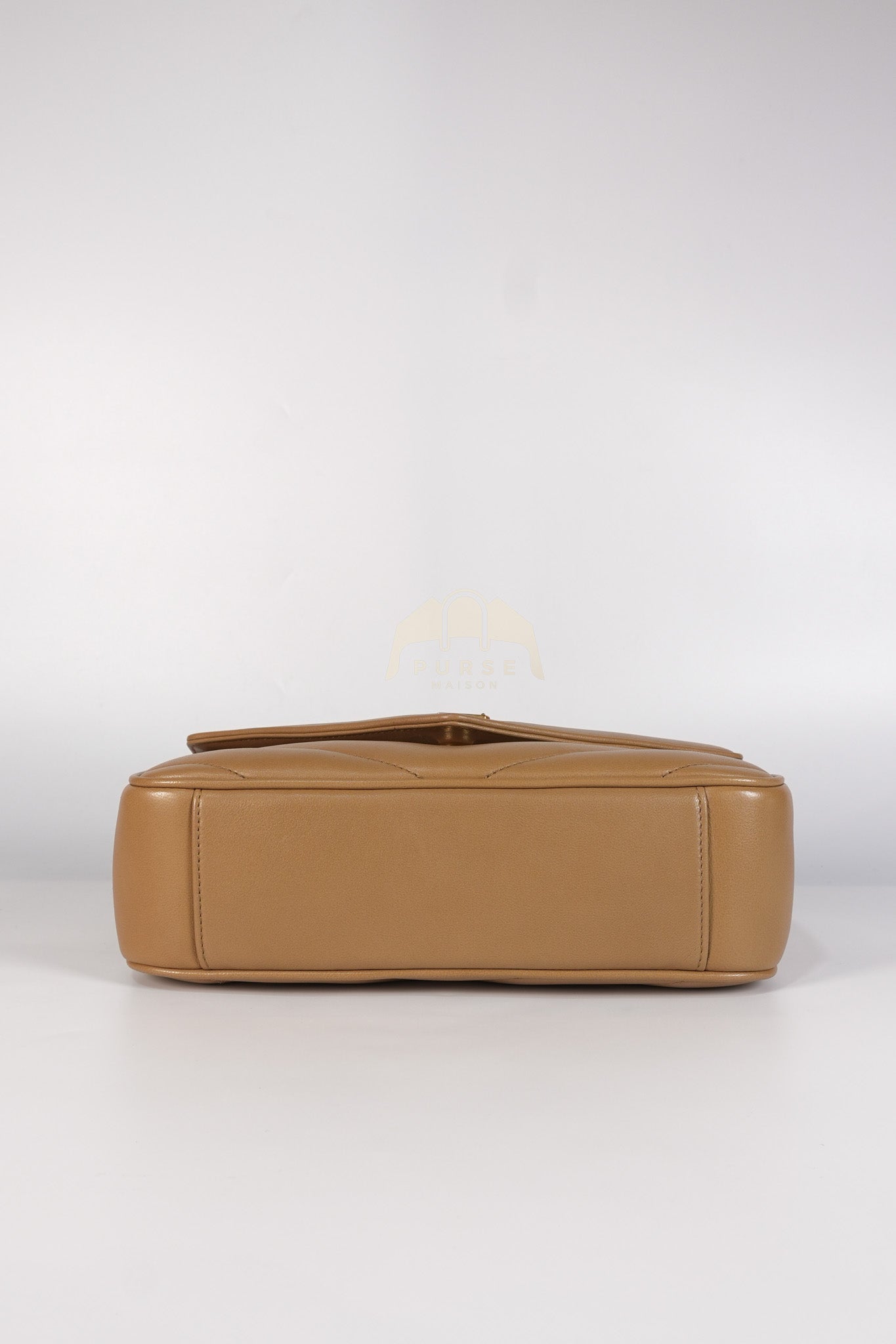 Loulou Shoulder Bag Small in Dark Beige Matelasse Lambskin | Purse Maison Luxury Bags Shop