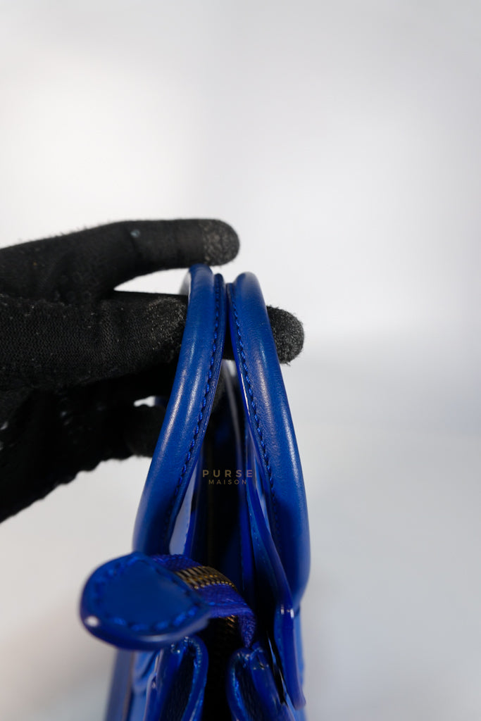 Luggage Nano Shoulder Bag in Blue Grained Leather | Purse Maison Luxury Bags Shop