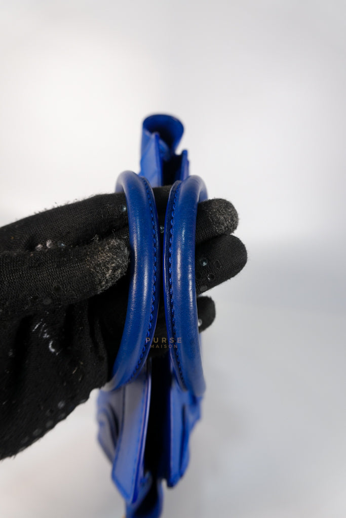 Luggage Nano Shoulder Bag in Blue Grained Leather | Purse Maison Luxury Bags Shop