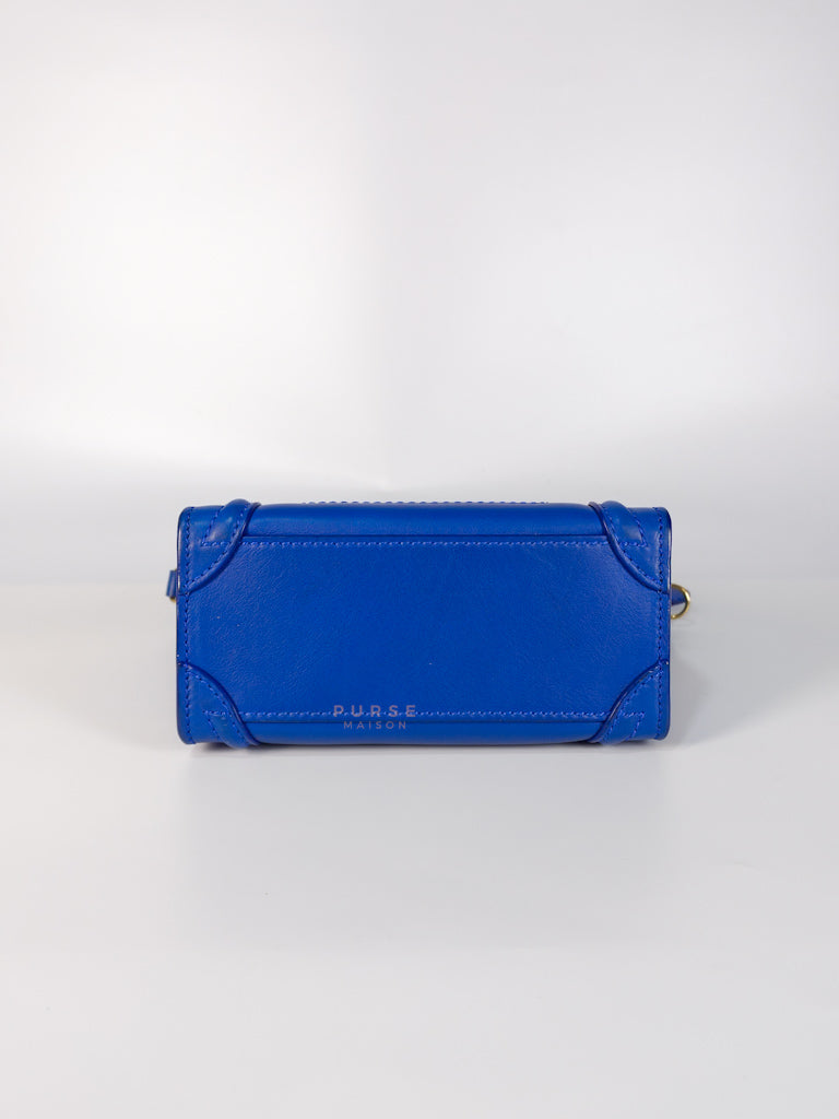 Luggage Nano Shoulder Bag in Blue Grained Leather | Purse Maison Luxury Bags Shop