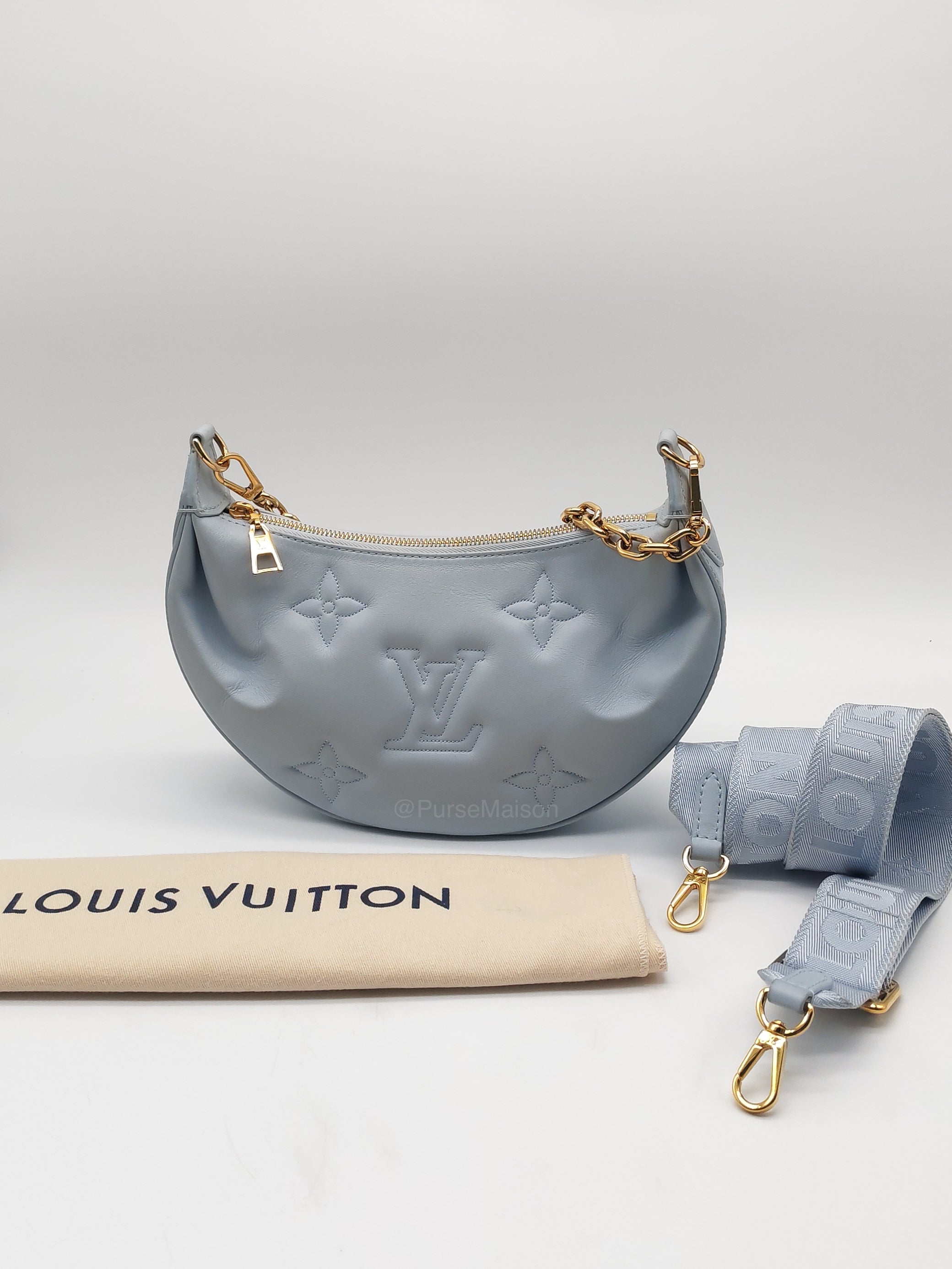 Louis Vuitton Bubblegram Over The Moon Shoulder Bag in Glacier Blue Calfskin Leather and Gold Hardware Microchip