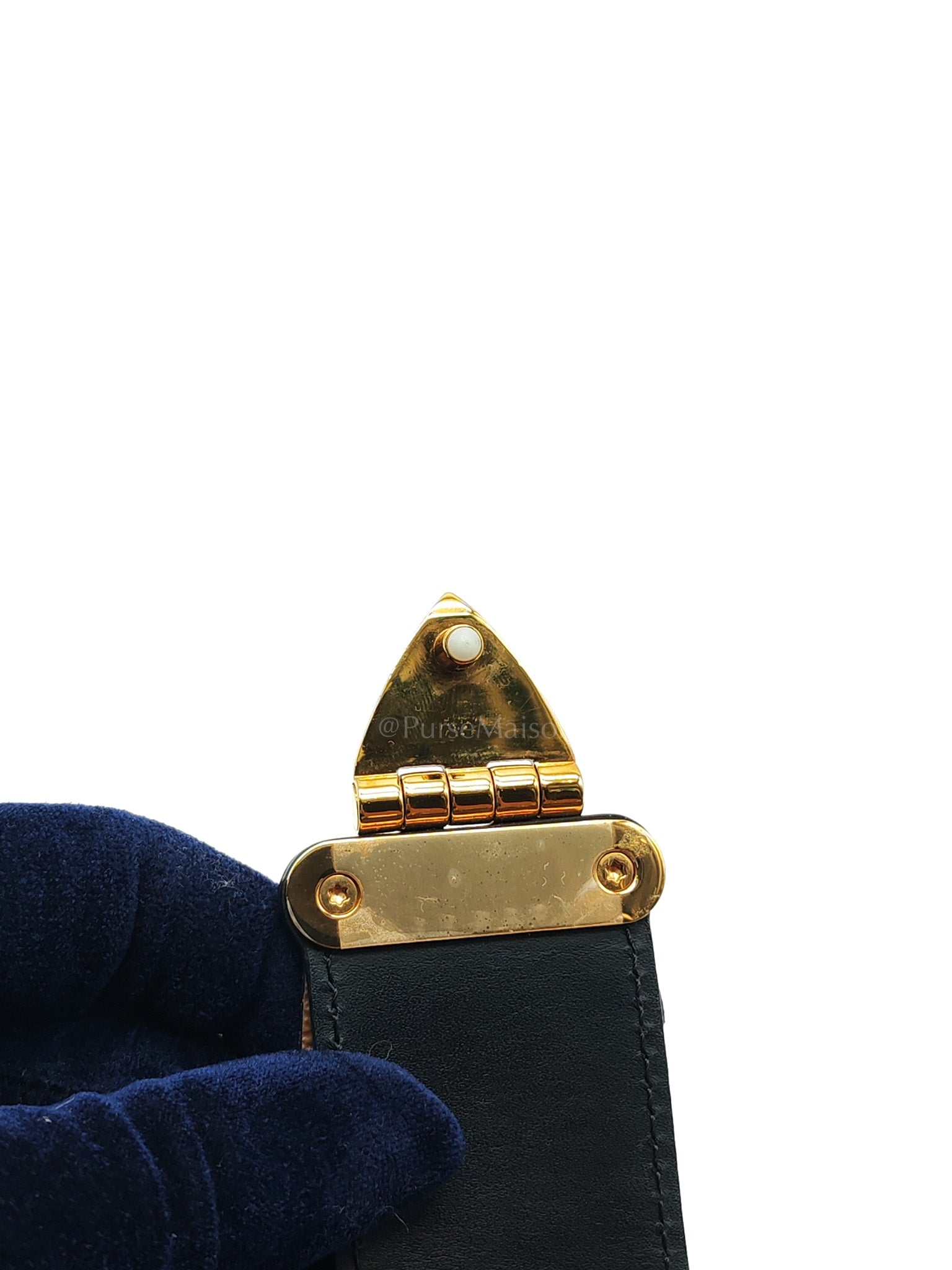Trunk Clutch in Reverse Monogram & Gold Hardware Microchip
