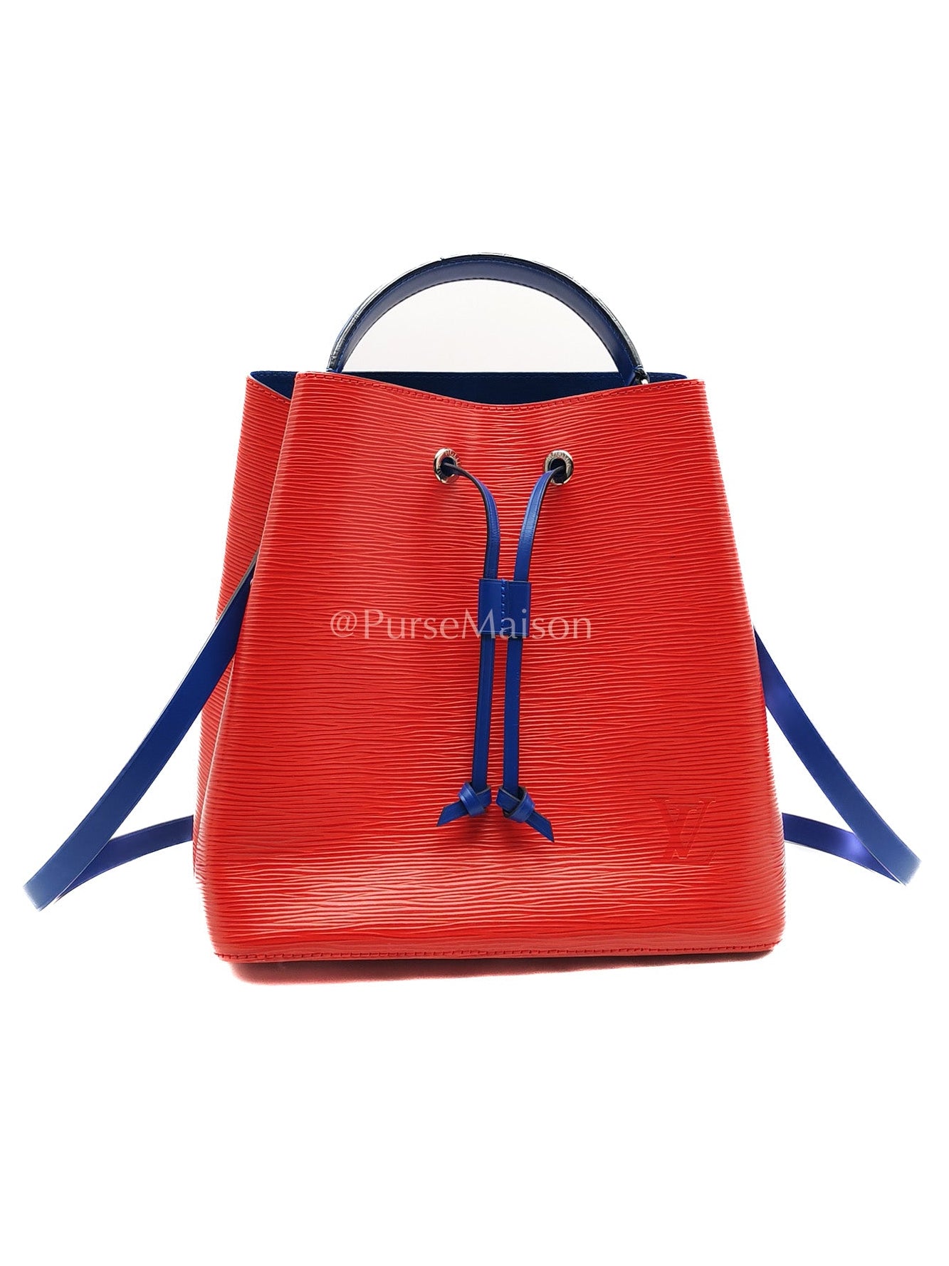 Louis Vuitton Neo Noe MM Coquelicot Red/Blue Epi Leather Bucket Bag (Date Code: SR4138)