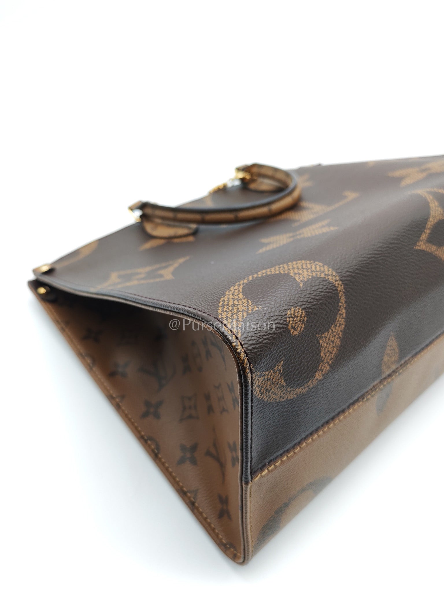 Louis Vuitton OntheGo MM in Reverse Monogram Canvas and Gold Hardware Microchip