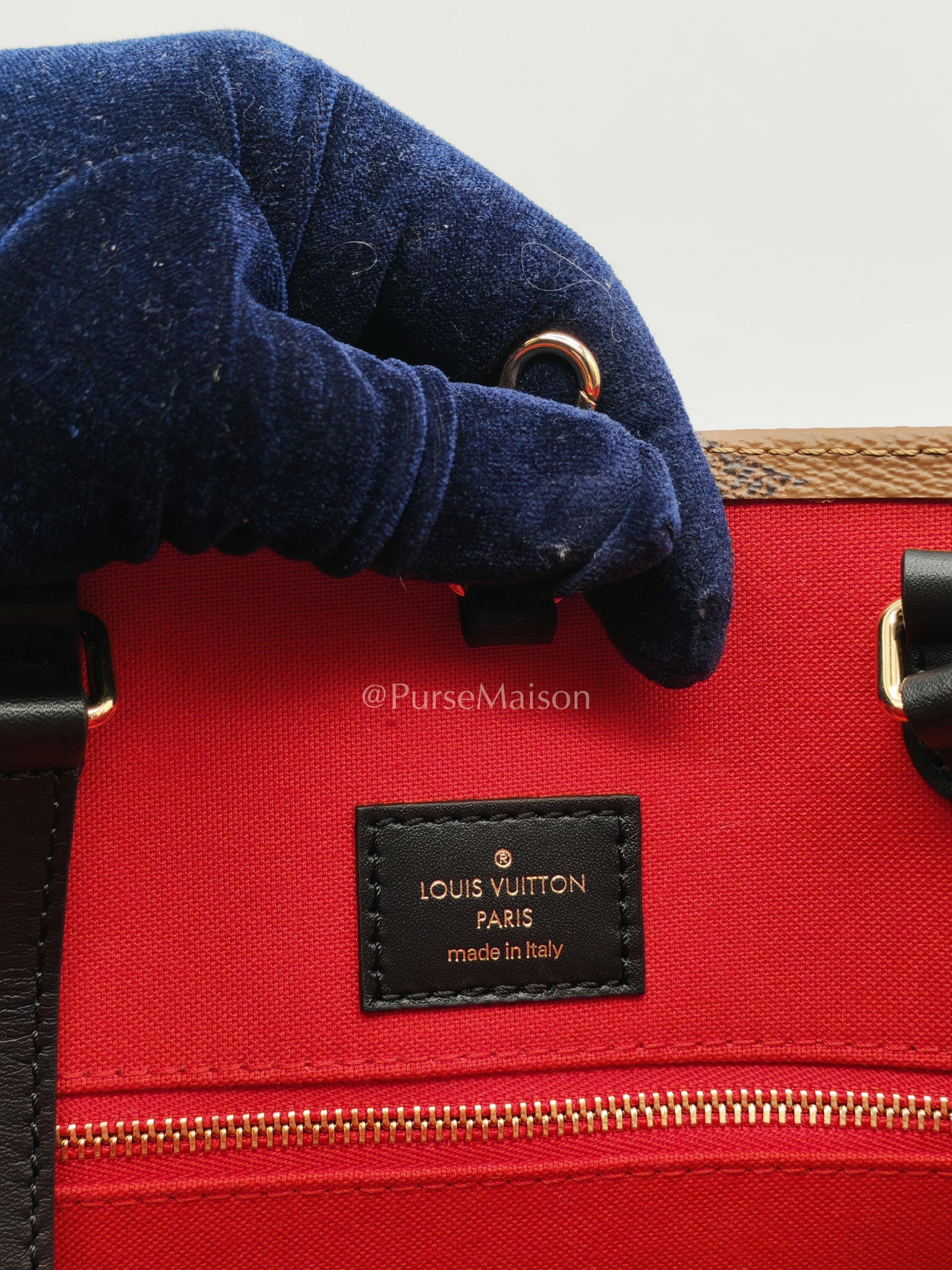 Louis Vuitton OntheGo MM in Reverse Monogram Canvas and Gold Hardware Microchip
