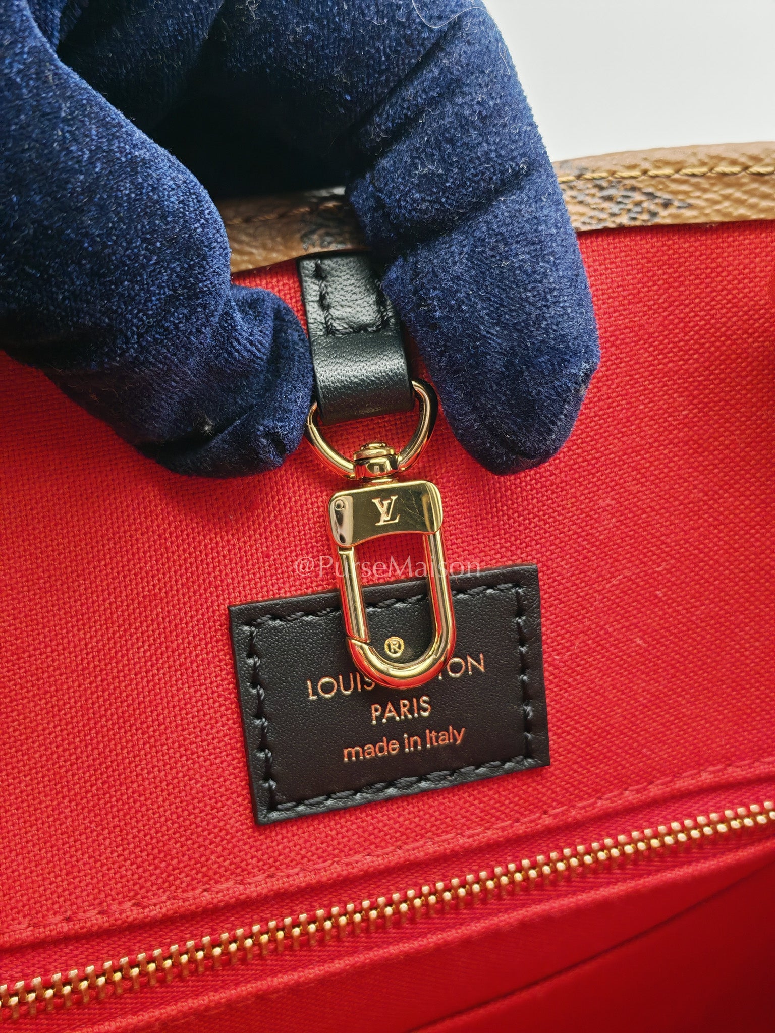 Louis Vuitton OntheGo MM in Reverse Monogram Canvas and Gold Hardware Microchip