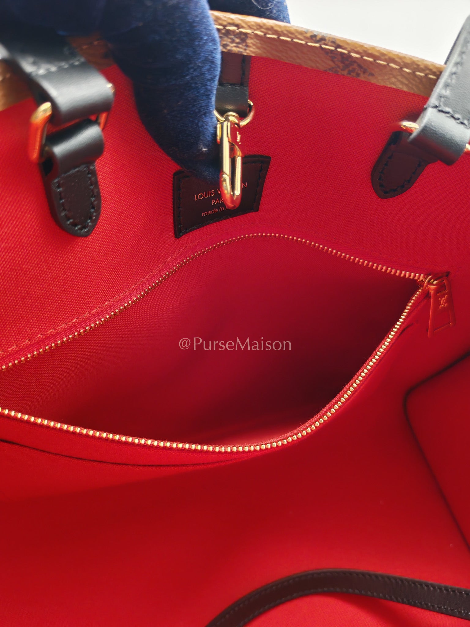 Louis Vuitton OntheGo MM in Reverse Monogram Canvas and Gold Hardware Microchip