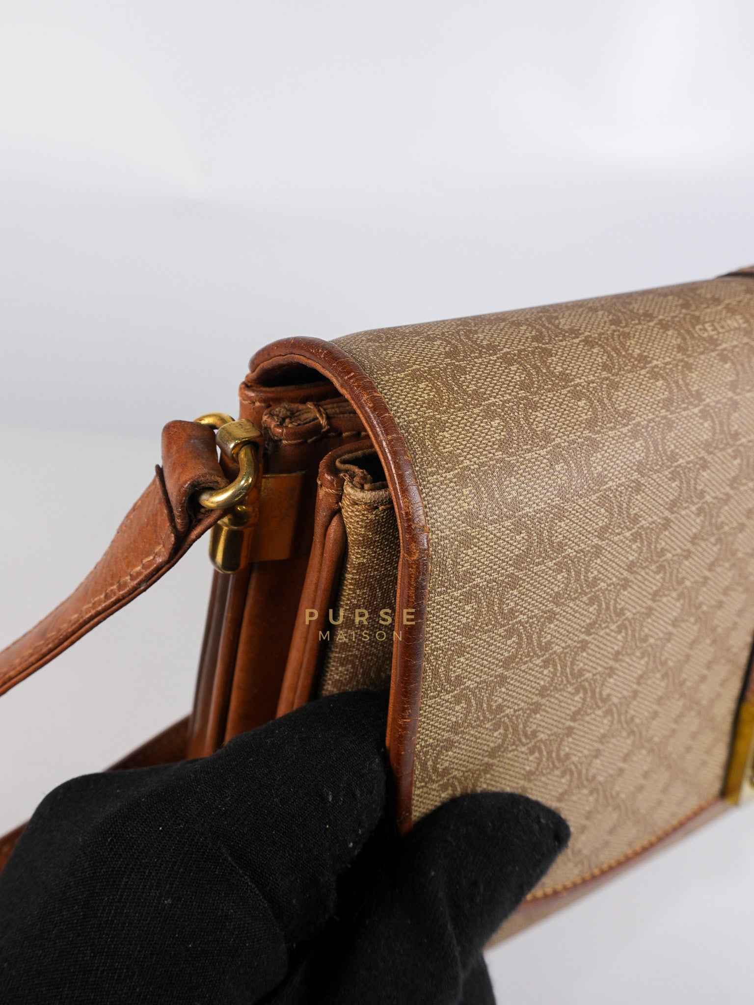 Macadam Crossbody Bag in Brown & Gold Hardware | Purse Maison Luxury Bags Shop