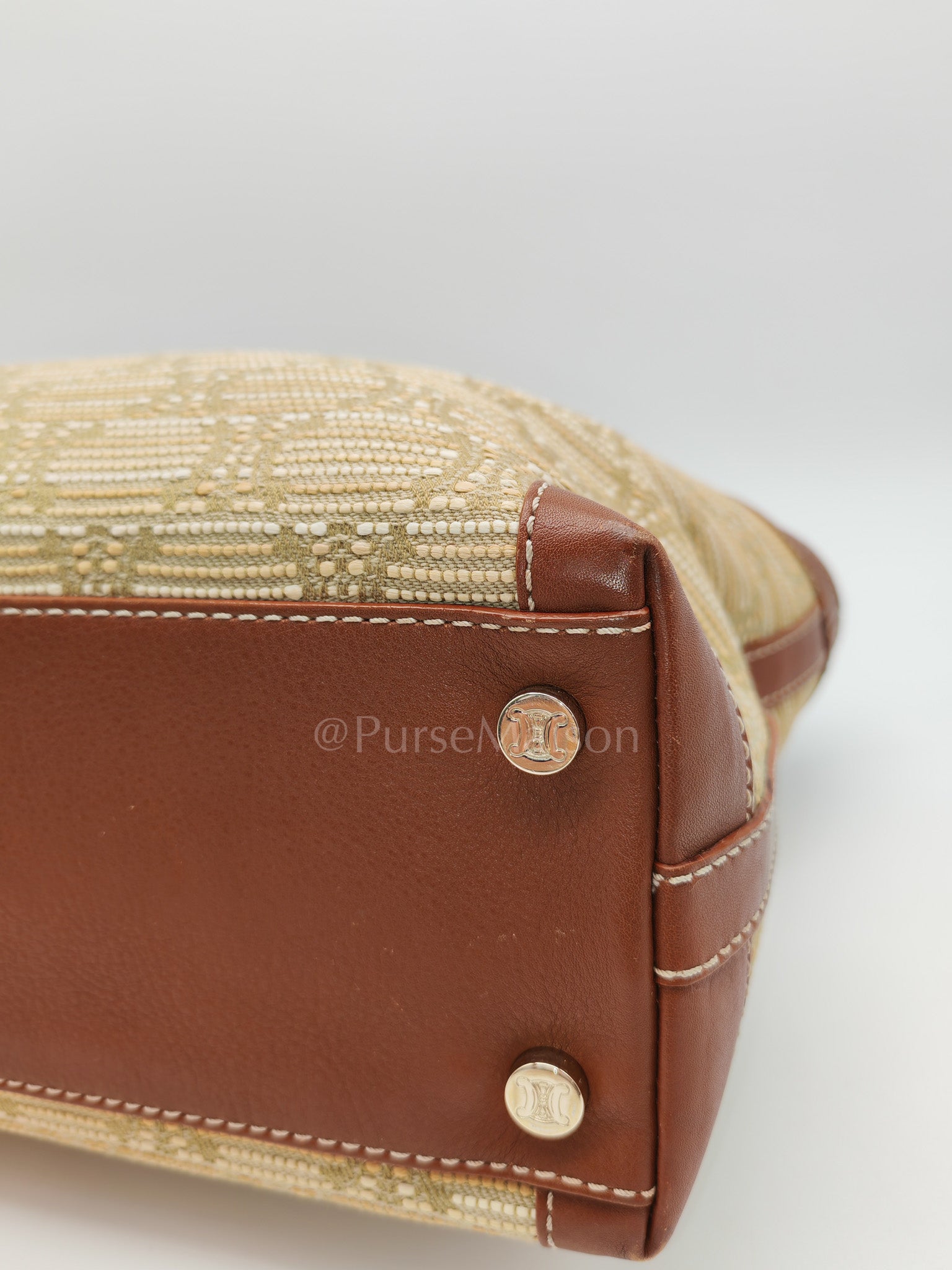 Macadam Monogram Canvas Tote Bag in Brown Leather Trim and Handle | Purse Maison Luxury Bags Shop