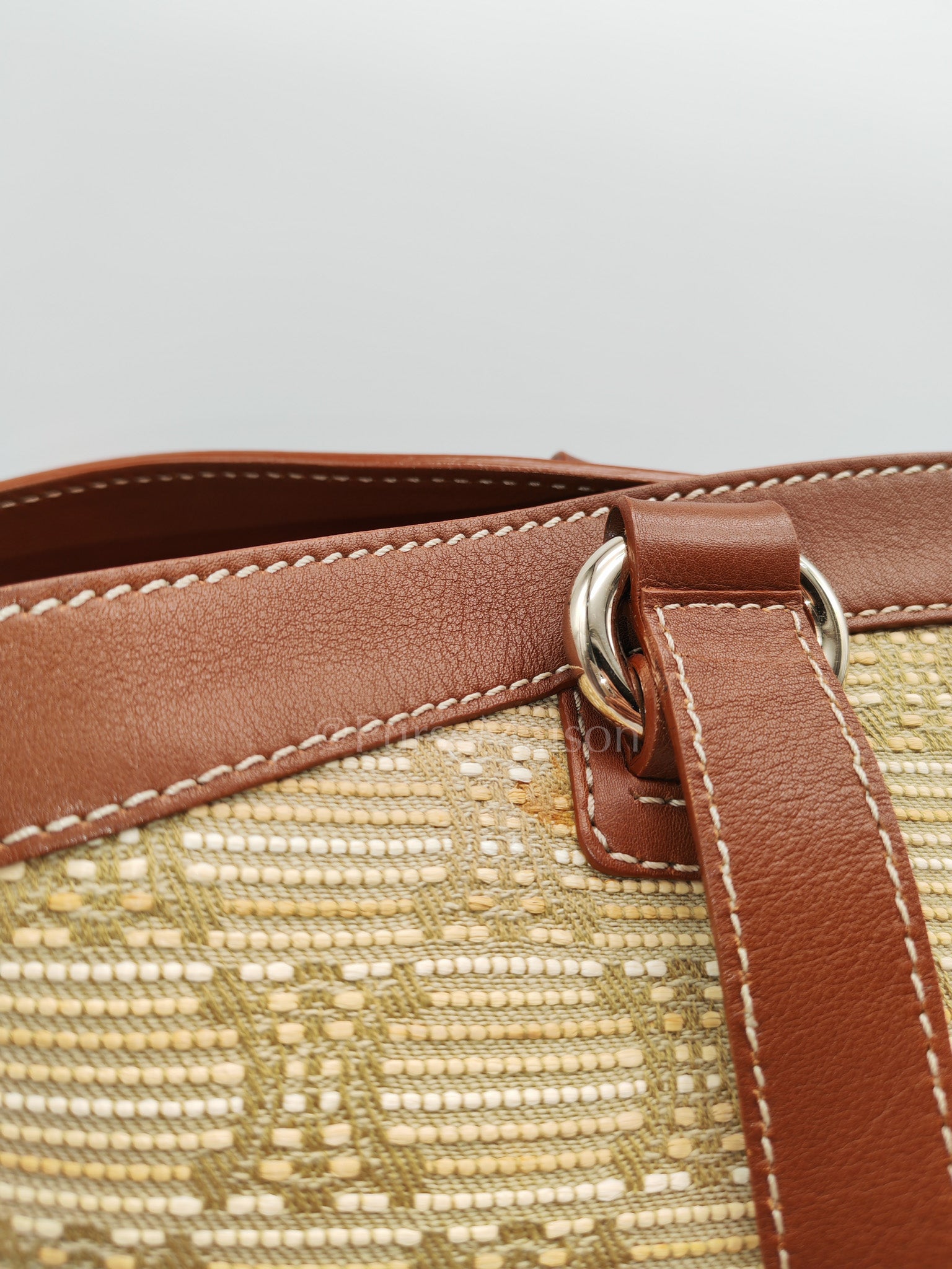 Macadam Monogram Canvas Tote Bag in Brown Leather Trim and Handle | Purse Maison Luxury Bags Shop