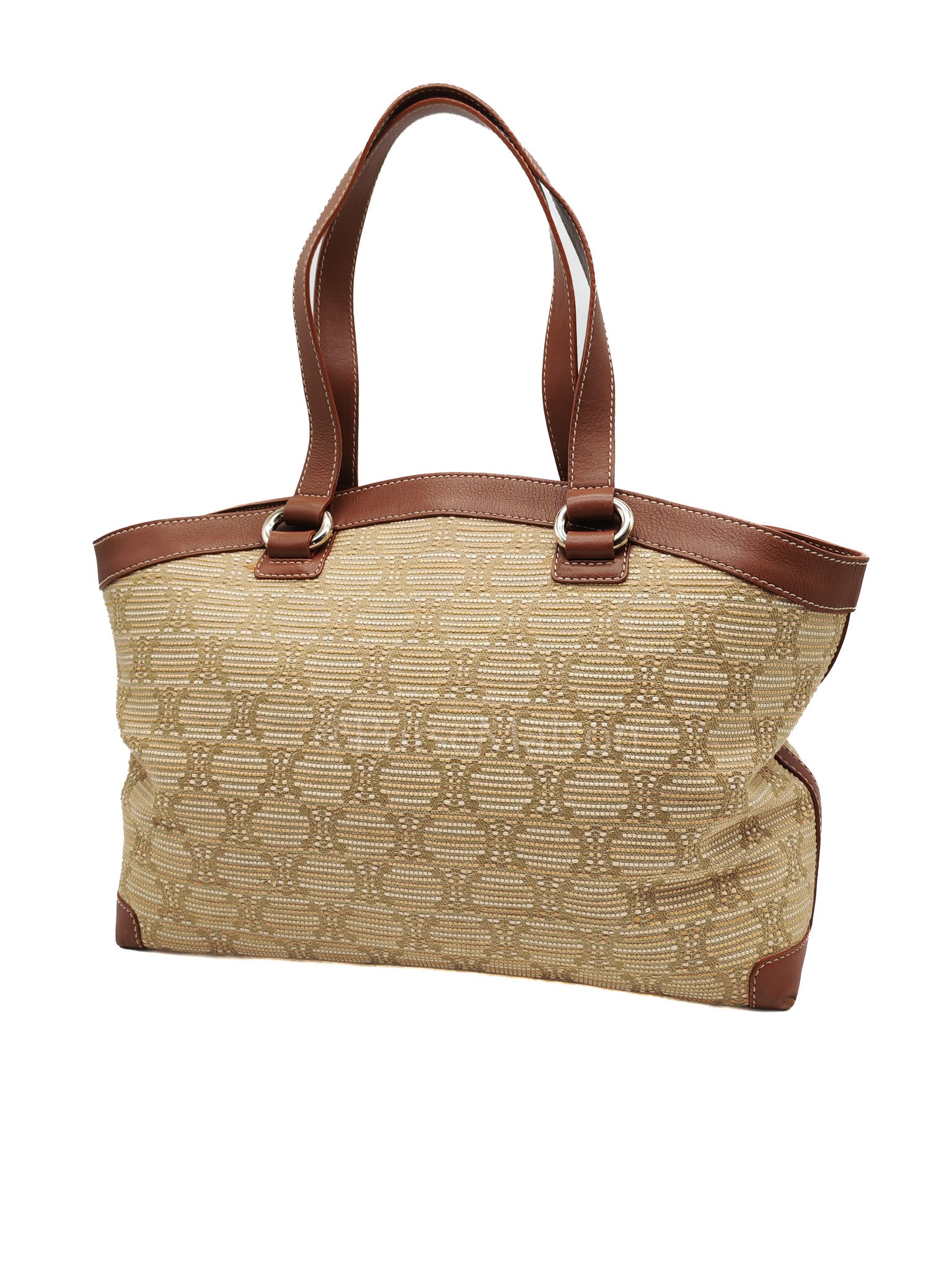 Macadam Monogram Canvas Tote Bag in Brown Leather Trim and Handle | Purse Maison Luxury Bags Shop