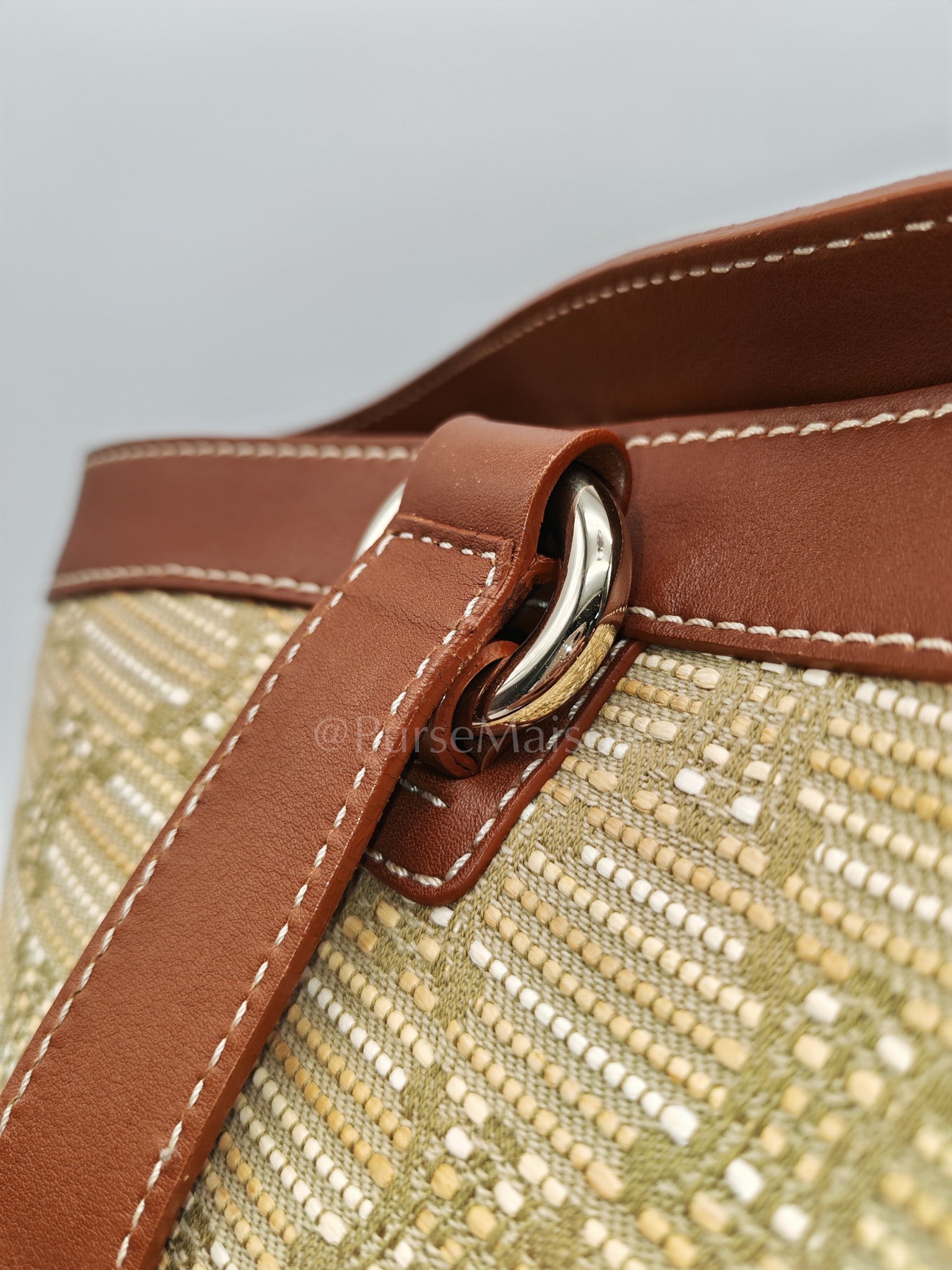 Macadam Monogram Canvas Tote Bag in Brown Leather Trim and Handle | Purse Maison Luxury Bags Shop