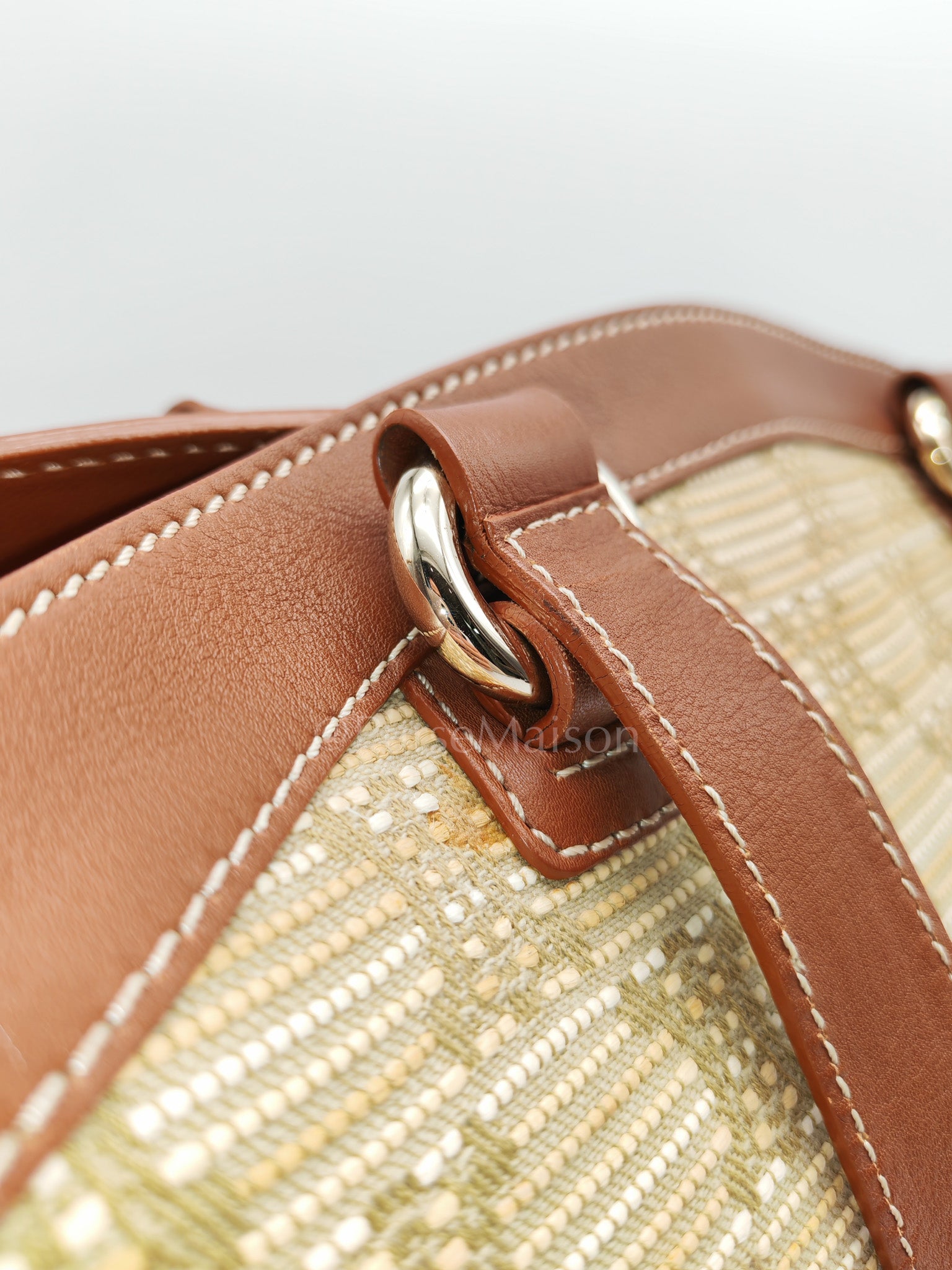 Macadam Monogram Canvas Tote Bag in Brown Leather Trim and Handle | Purse Maison Luxury Bags Shop