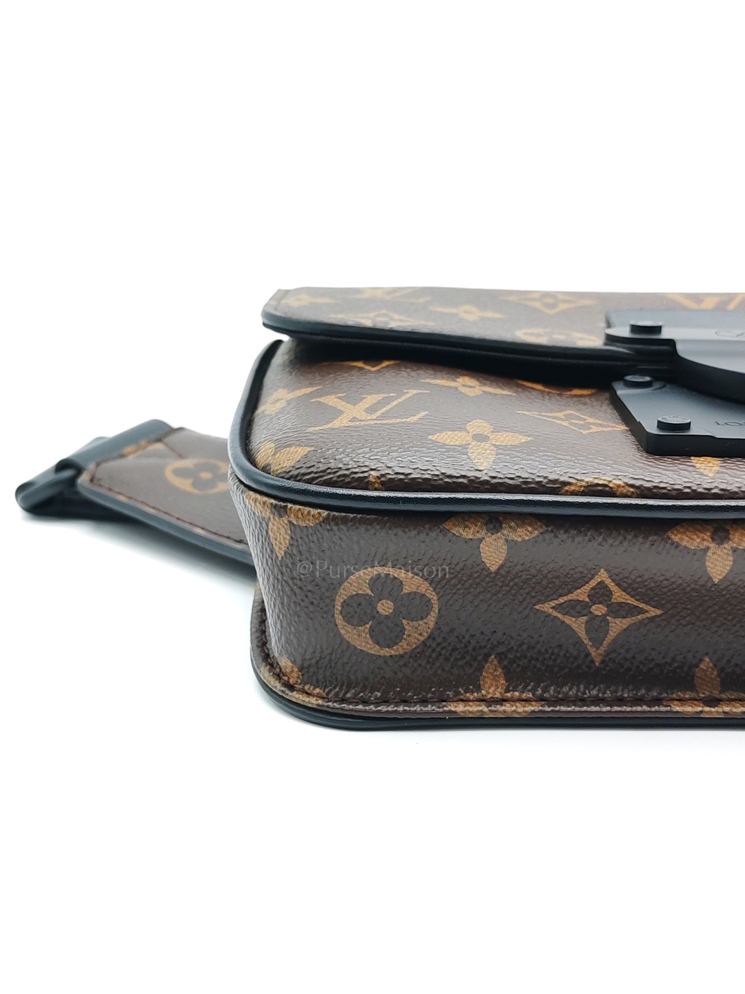 Macassar S-Lock Sling Bag in Monogram Canvas & So Black Hardware Microchip | Purse Maison Luxury Bags Shop
