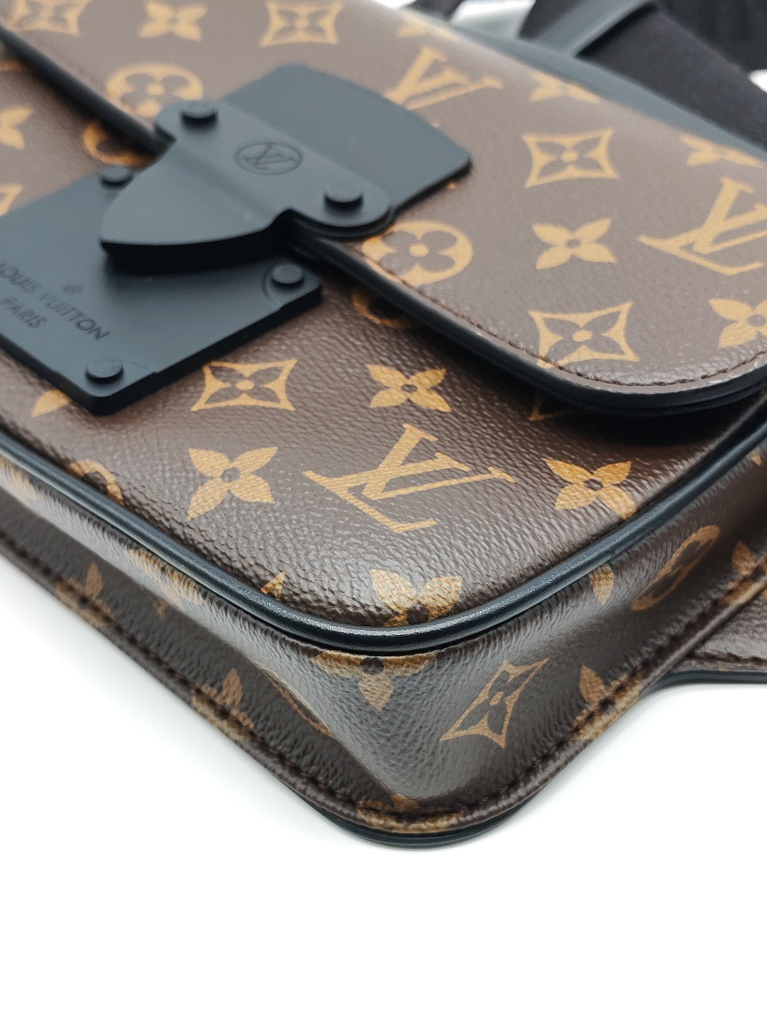 Macassar S-Lock Sling Bag in Monogram Canvas & So Black Hardware Microchip | Purse Maison Luxury Bags Shop