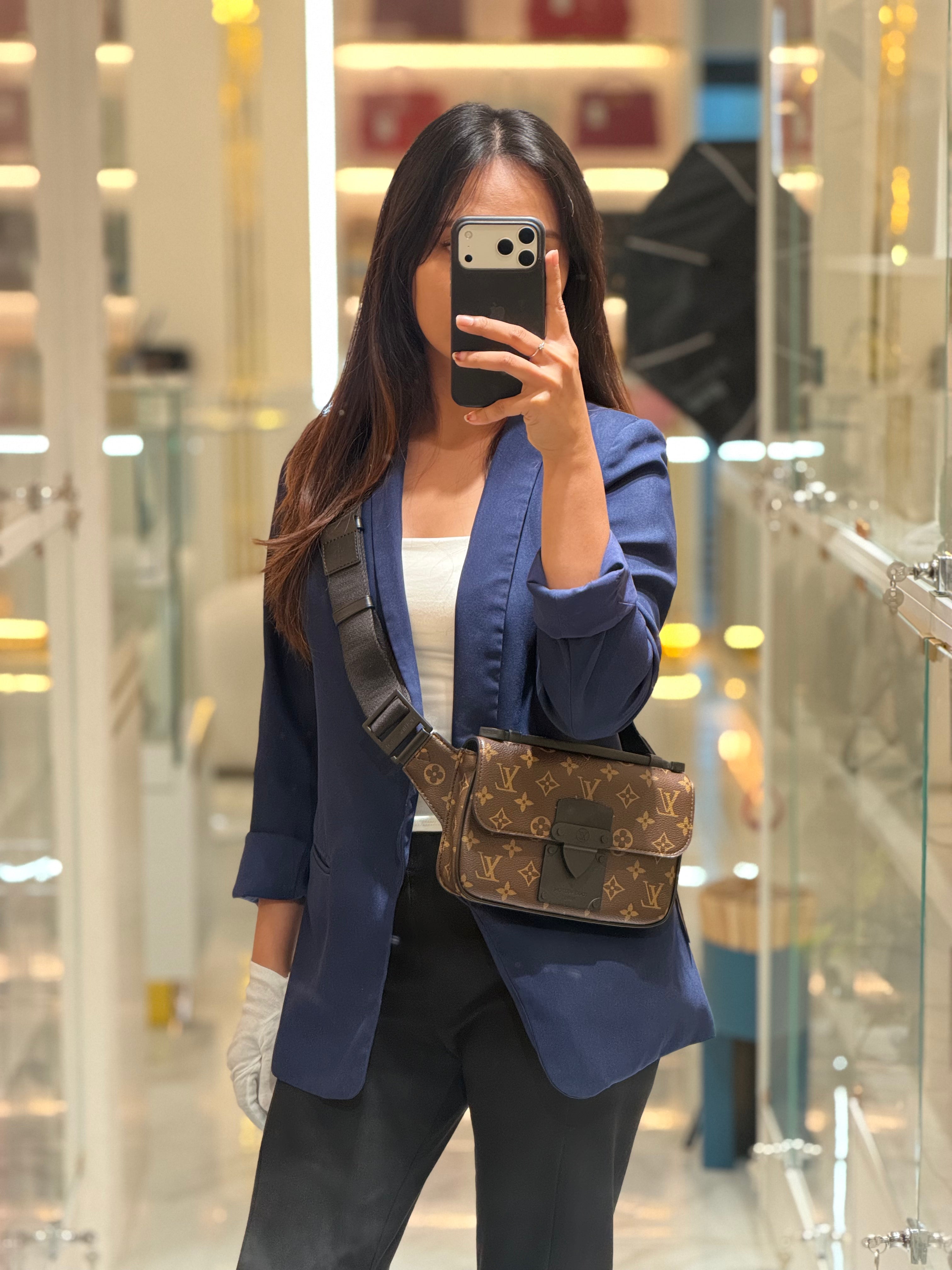 Macassar S-Lock Sling Bag in Monogram Canvas & So Black Hardware Microchip | Purse Maison Luxury Bags Shop