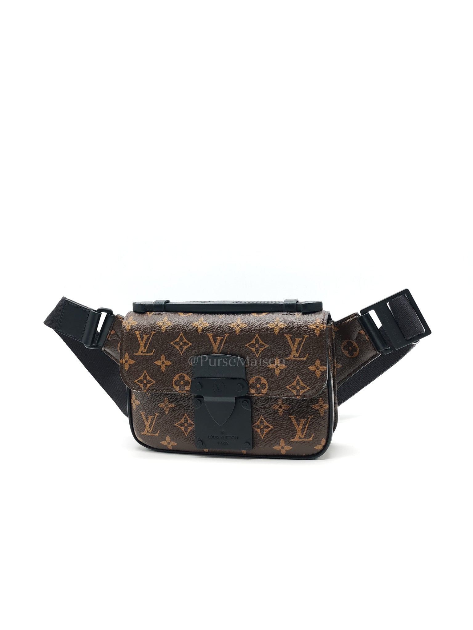 Macassar S-Lock Sling Bag in Monogram Canvas & So Black Hardware Microchip | Purse Maison Luxury Bags Shop