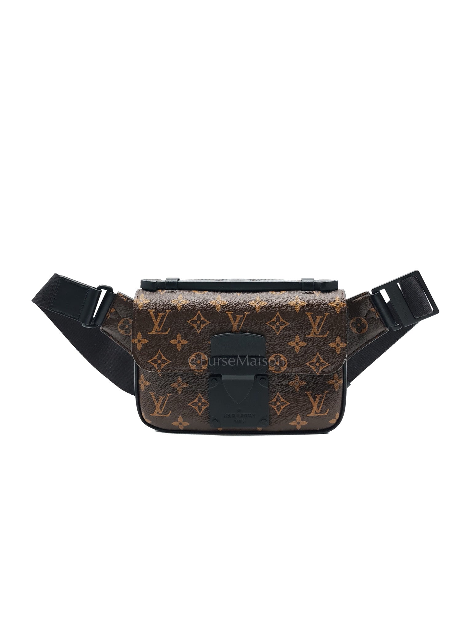 Macassar S-Lock Sling Bag in Monogram Canvas & So Black Hardware Microchip | Purse Maison Luxury Bags Shop