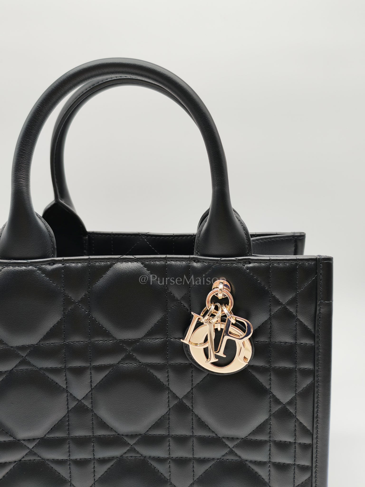 Macrocannage Booktote Small in Black Lambskin Leather Shoulder Bag | Purse Maison Luxury Bags Shop