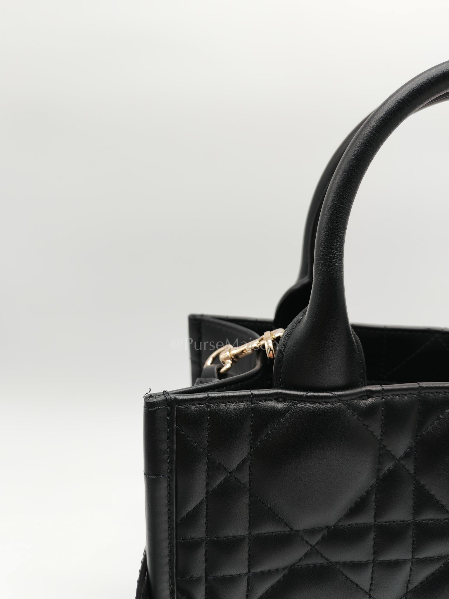 Macrocannage Booktote Small in Black Lambskin Leather Shoulder Bag | Purse Maison Luxury Bags Shop