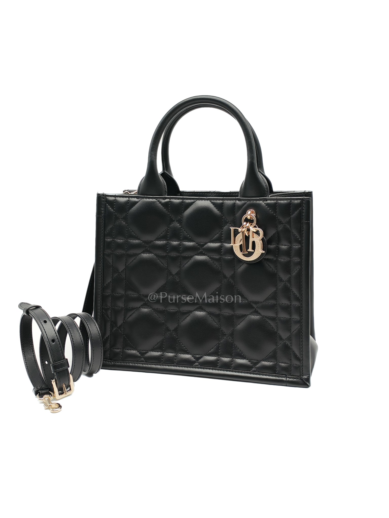 Macrocannage Booktote Small in Black Lambskin Leather Shoulder Bag | Purse Maison Luxury Bags Shop