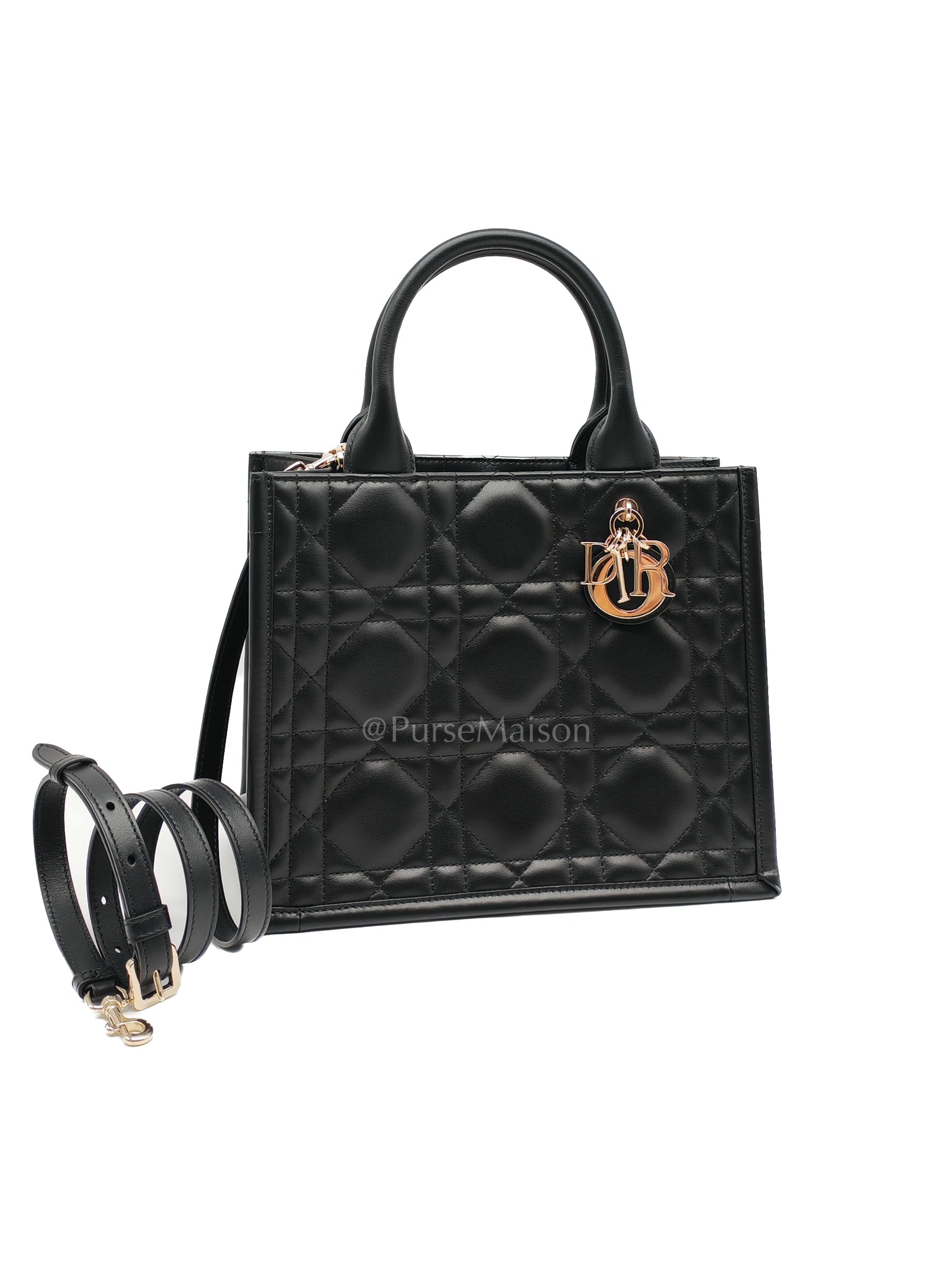 Macrocannage Booktote Small in Black Lambskin Leather Shoulder Bag | Purse Maison Luxury Bags Shop