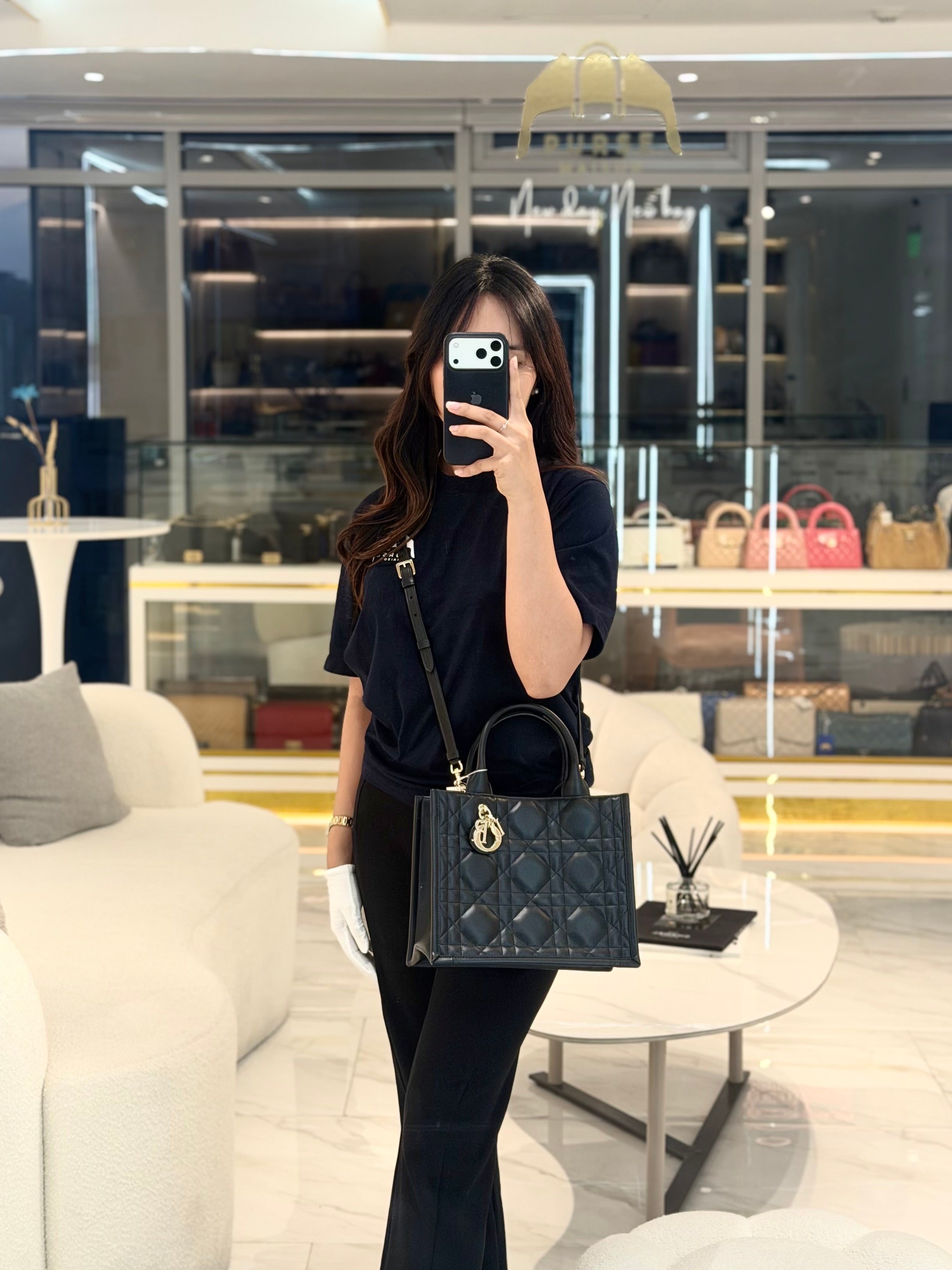 Macrocannage Booktote Small in Black Lambskin Leather Shoulder Bag | Purse Maison Luxury Bags Shop