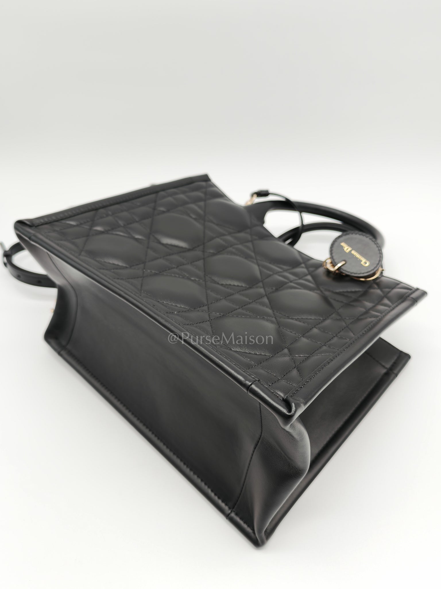 Macrocannage Booktote Small in Black Lambskin Leather Shoulder Bag | Purse Maison Luxury Bags Shop