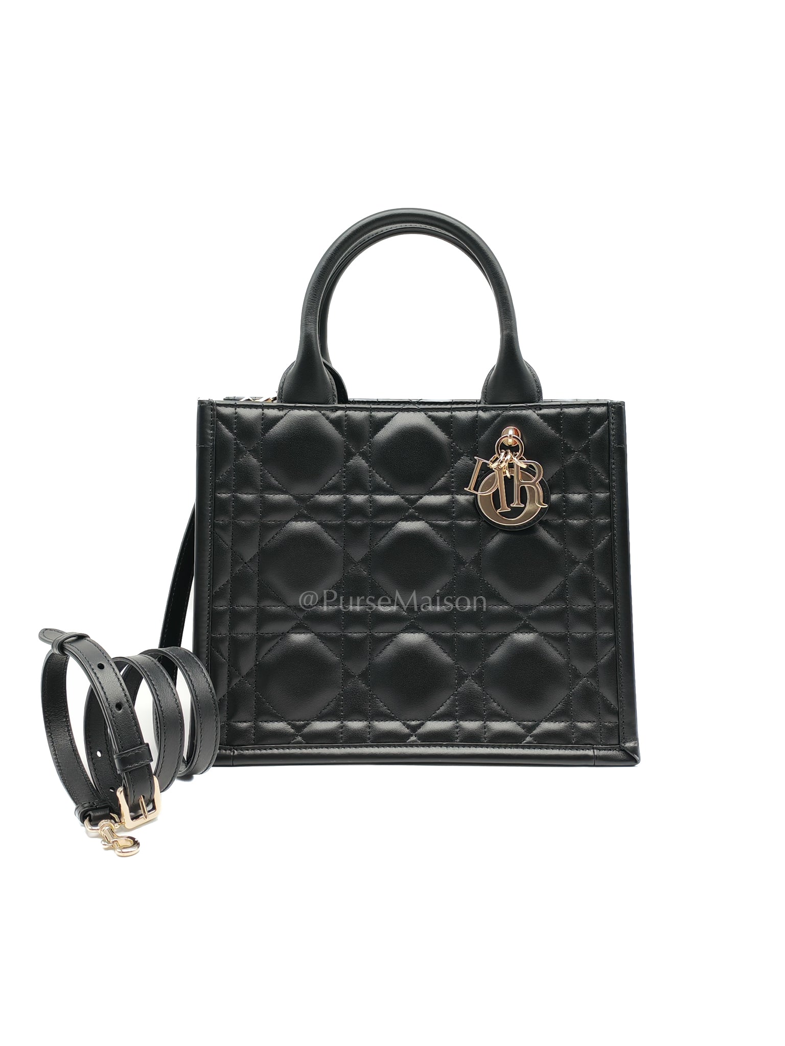 Macrocannage Booktote Small in Black Lambskin Leather Shoulder Bag | Purse Maison Luxury Bags Shop