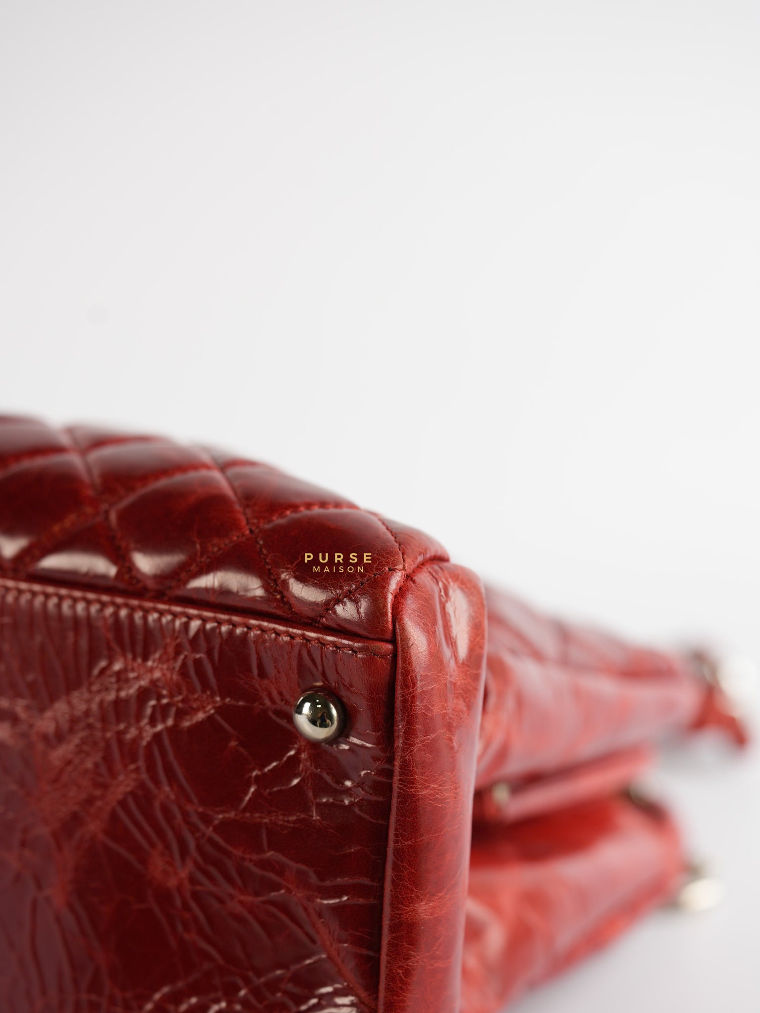 Mademoiselle Red Bowling Bag Quilted Patent Leather and Silver Hardware Series 15 | Purse Maison Luxury Bags Shop