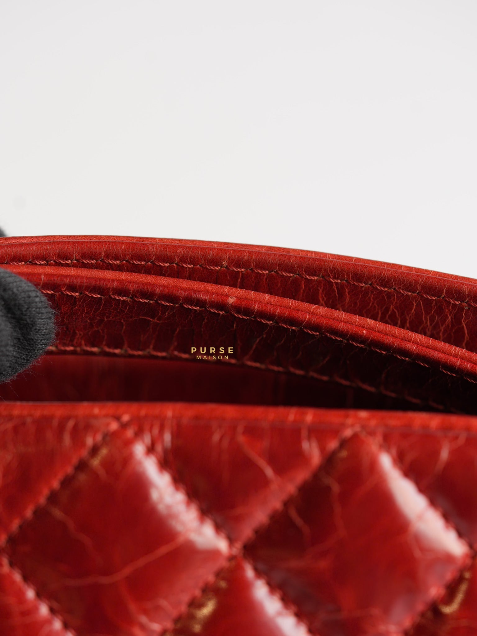 Mademoiselle Red Bowling Bag Quilted Patent Leather and Silver Hardware Series 15 | Purse Maison Luxury Bags Shop