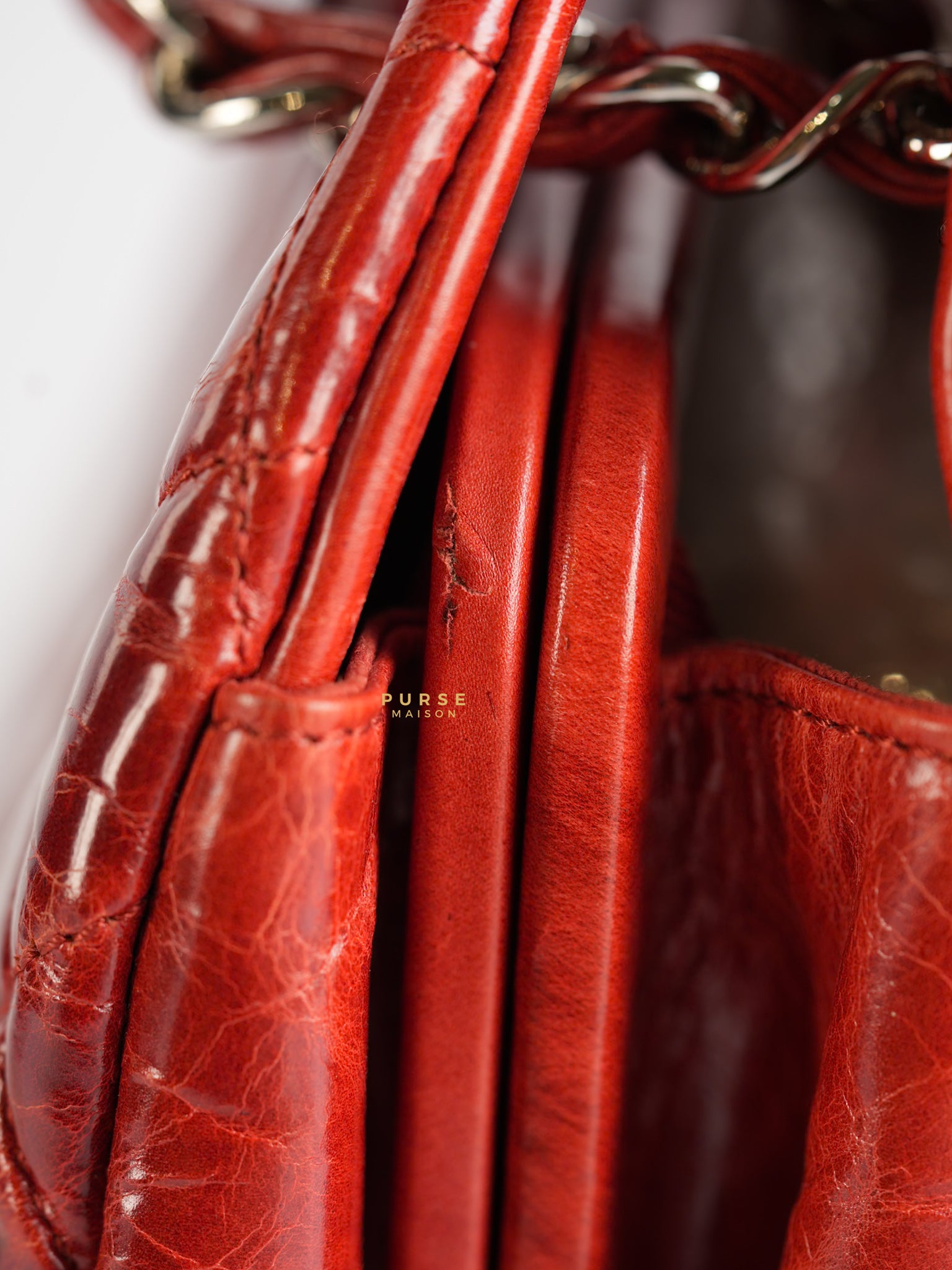 Mademoiselle Red Bowling Bag Quilted Patent Leather and Silver Hardware Series 15 | Purse Maison Luxury Bags Shop