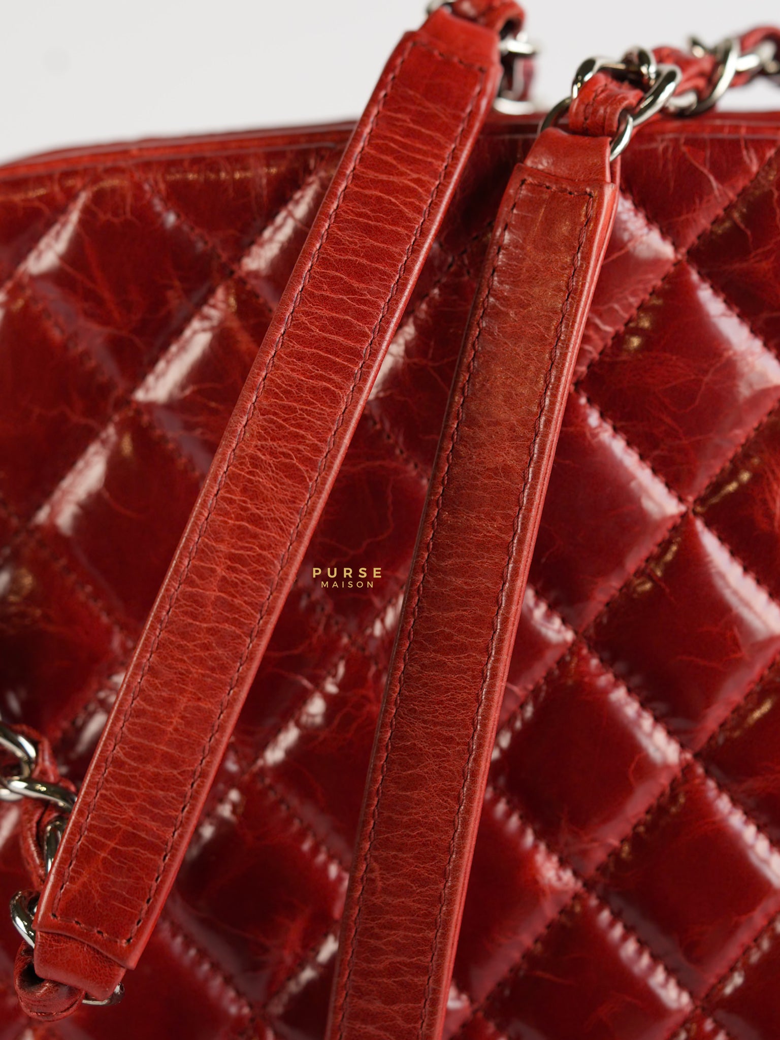 Mademoiselle Red Bowling Bag Quilted Patent Leather and Silver Hardware Series 15 | Purse Maison Luxury Bags Shop