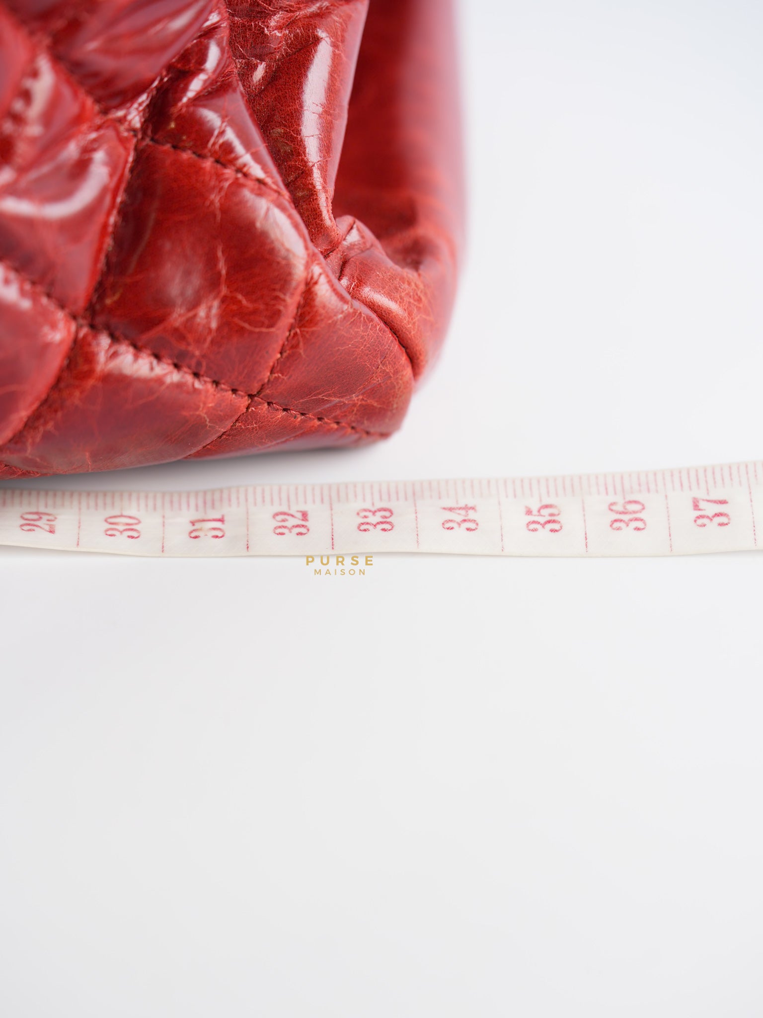 Mademoiselle Red Bowling Bag Quilted Patent Leather and Silver Hardware Series 15 | Purse Maison Luxury Bags Shop