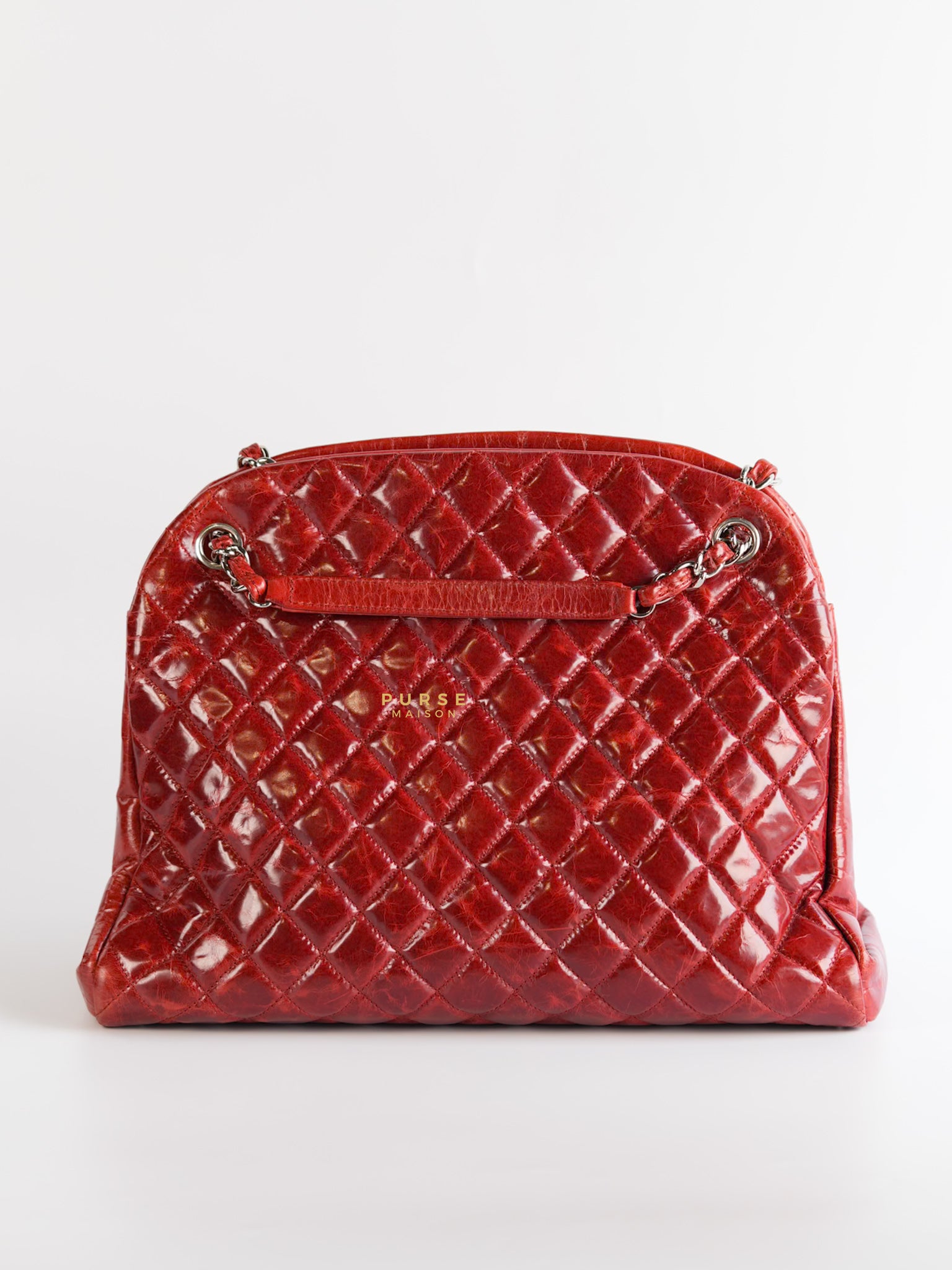 Mademoiselle Red Bowling Bag Quilted Patent Leather and Silver Hardware Series 15 | Purse Maison Luxury Bags Shop