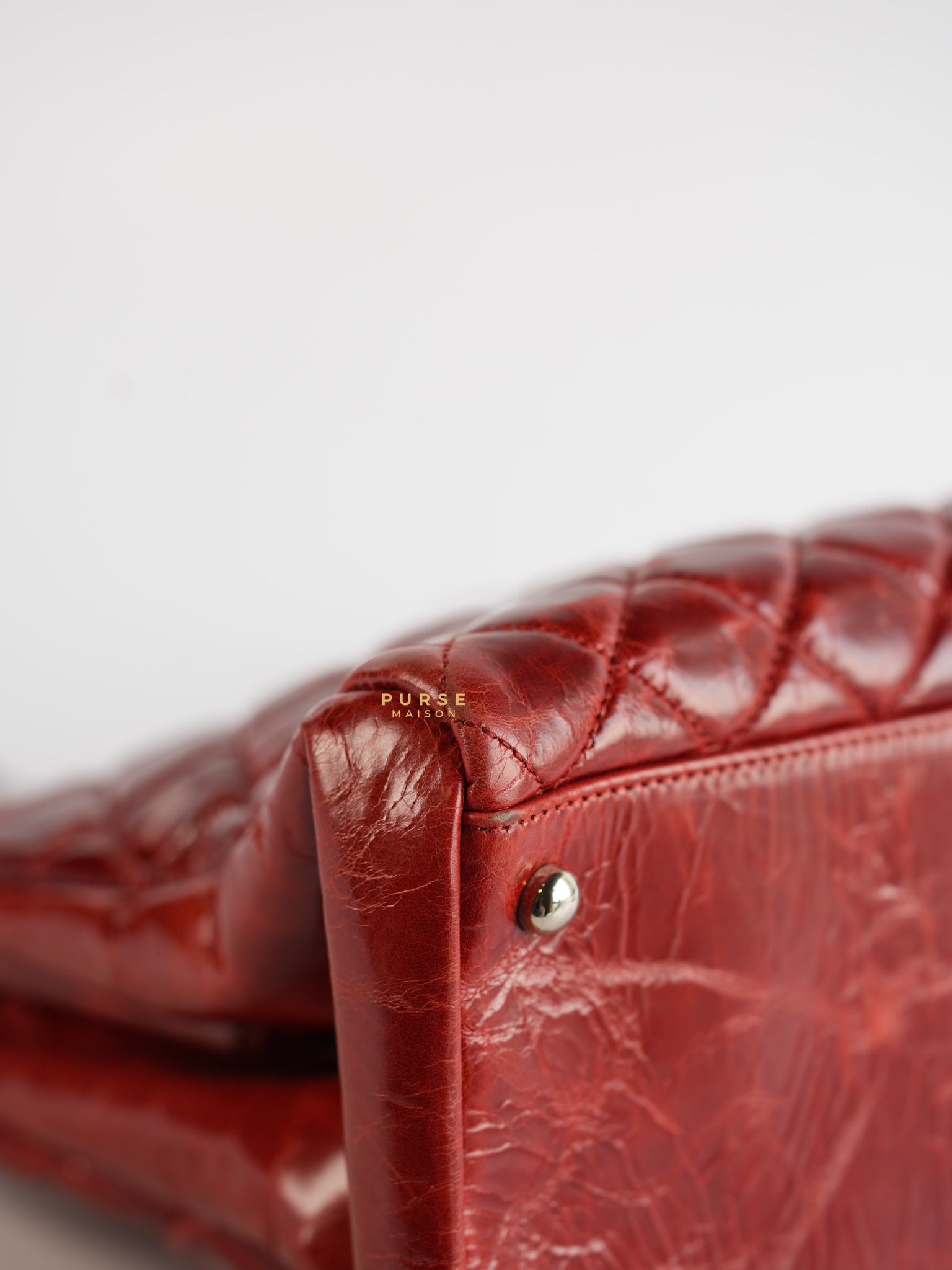 Mademoiselle Red Bowling Bag Quilted Patent Leather and Silver Hardware Series 15 | Purse Maison Luxury Bags Shop