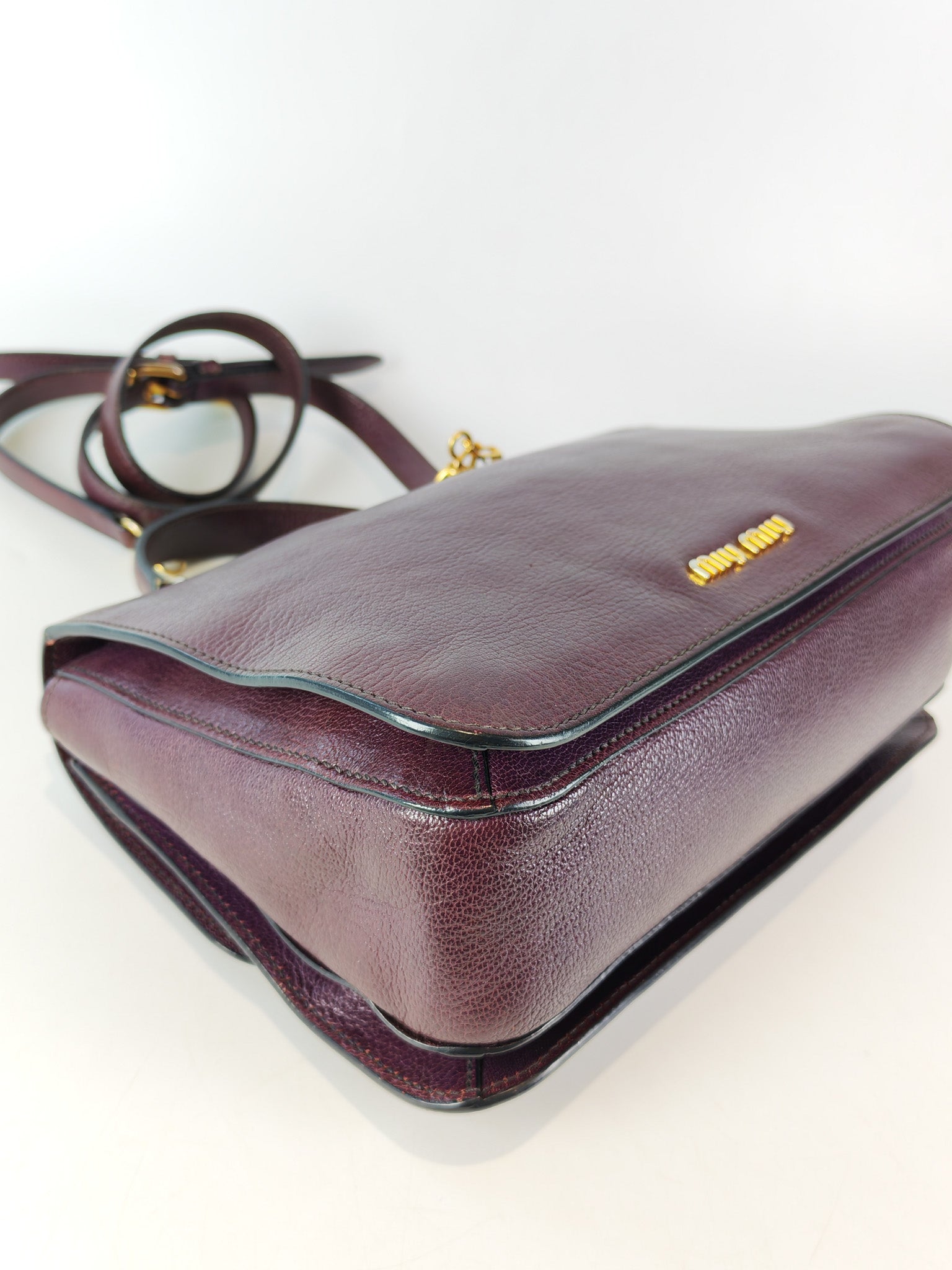 Madras Flap Bag in Burgundy Leather 2way Handbag with Top Handle | Purse Maison Luxury Bags Shop